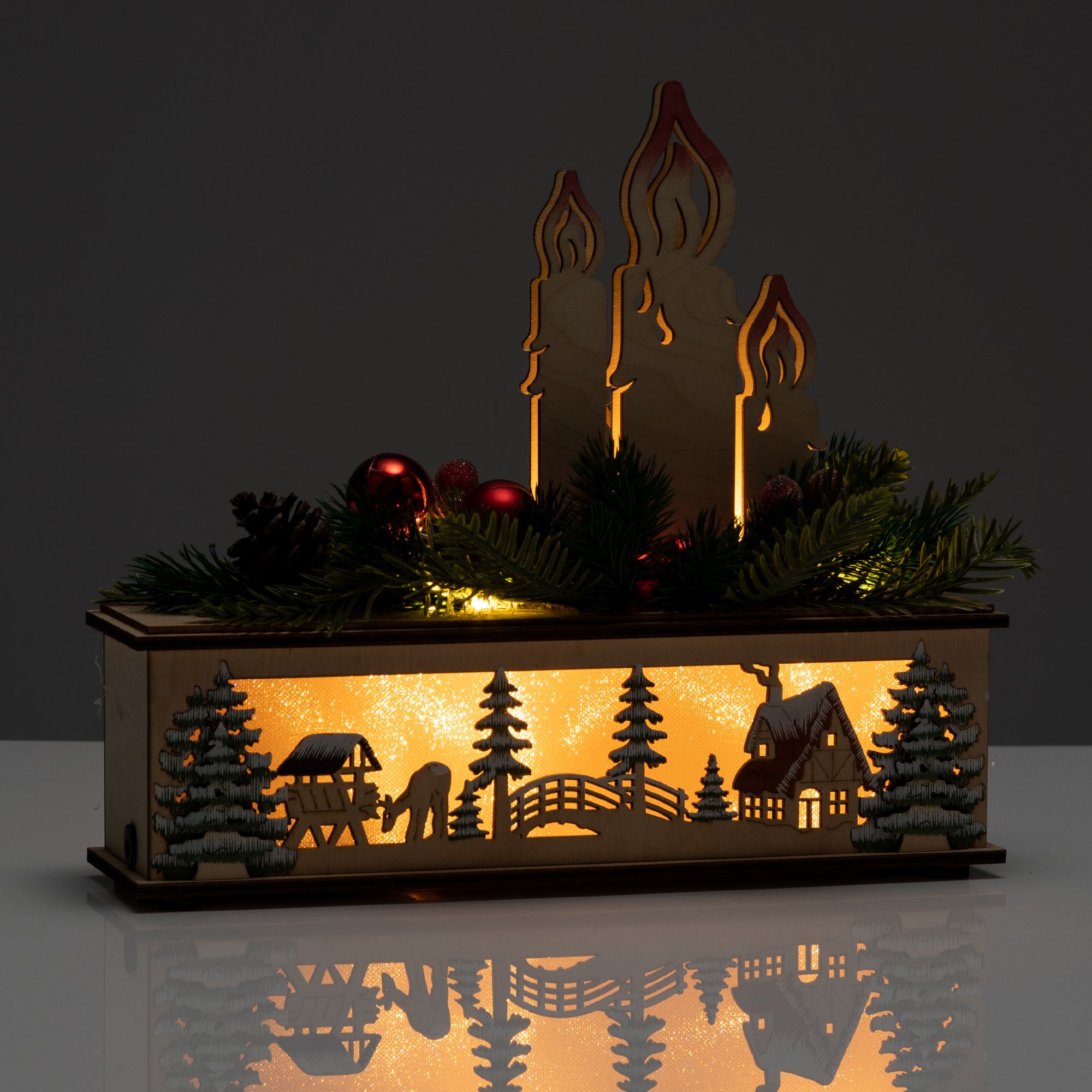 TOP LUMIDA popular (QVC) Xmas beleuchtetes Holz Winterdorf Musik & Timer