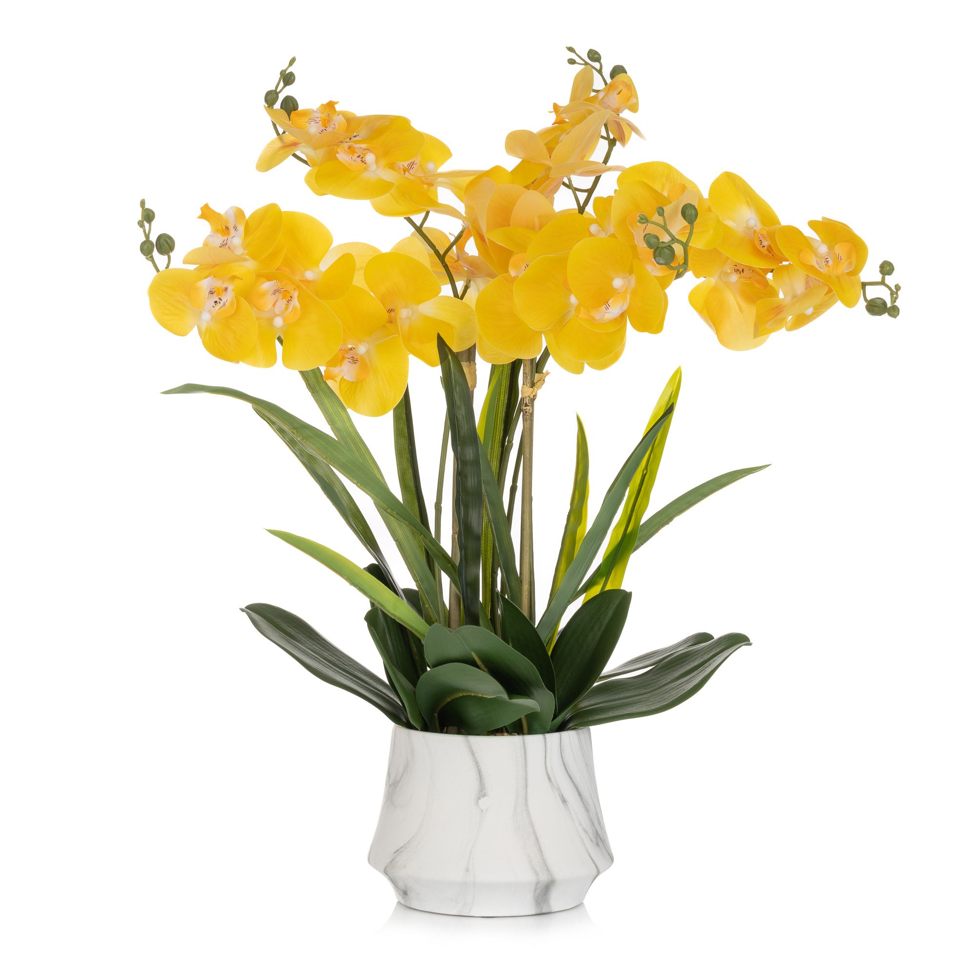 ABELLA Flora künstliche Orchidee Realtouch-Blüten Marmoroptik-Topf Farb-/Größenauswahl