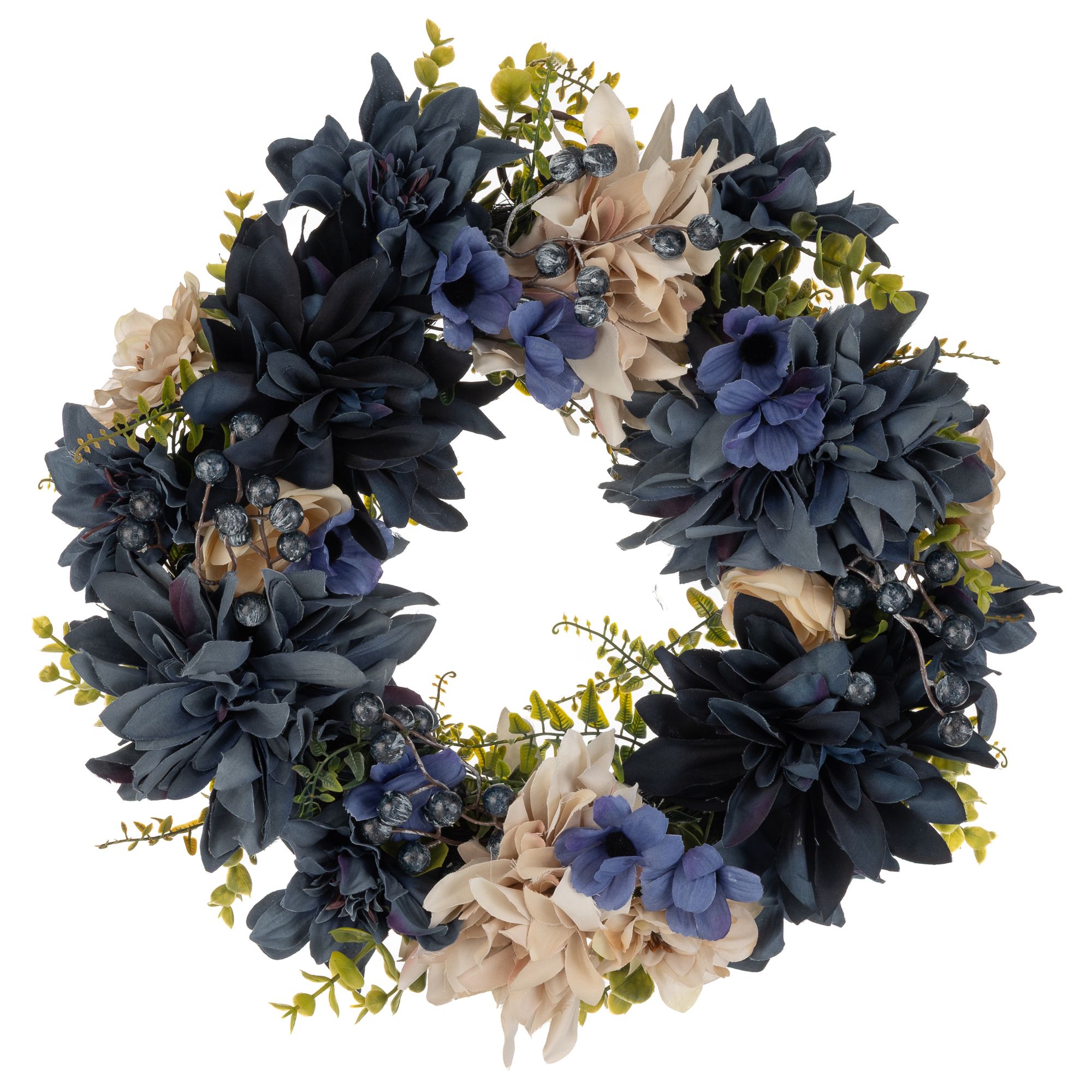 ABELLA Flora künstlicher Dekokranz Chrysantheme & Dahlie Höhe 12cm, Ø 40cm