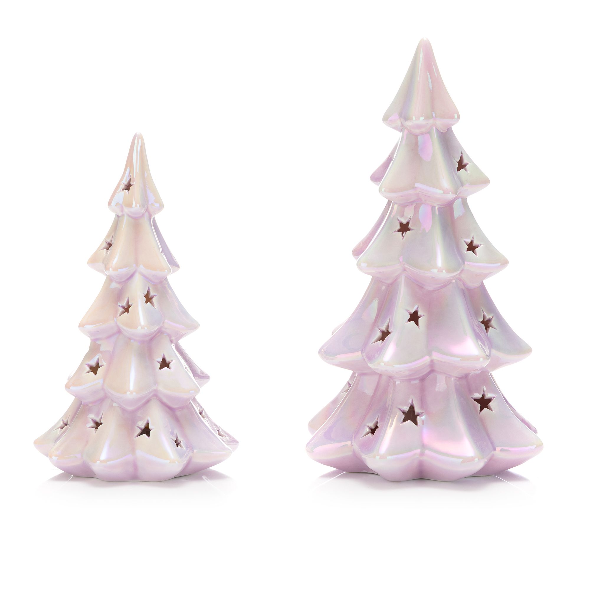 LUMIDA Xmas LED-Porzellandeko Effekt-Glasur 6h-Timerfunktion 2 Stk, Designasuwahl