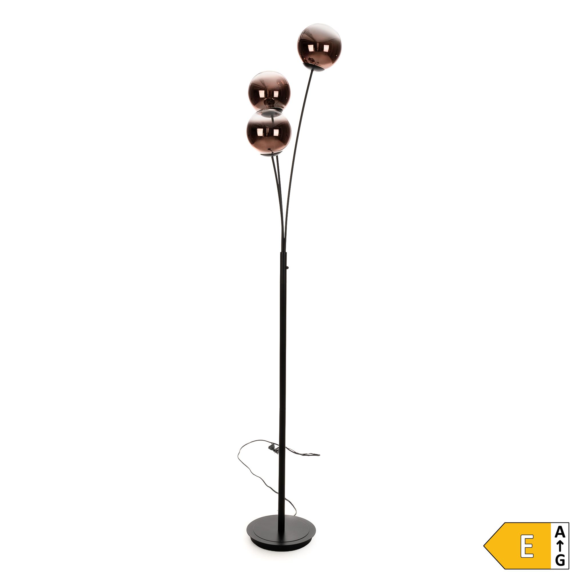 LUMIDA Looks LED-Stehleuchte 3 Glas-Lampenschirme warmweiß Höhe 185cm, Energieeffizienzklasse E