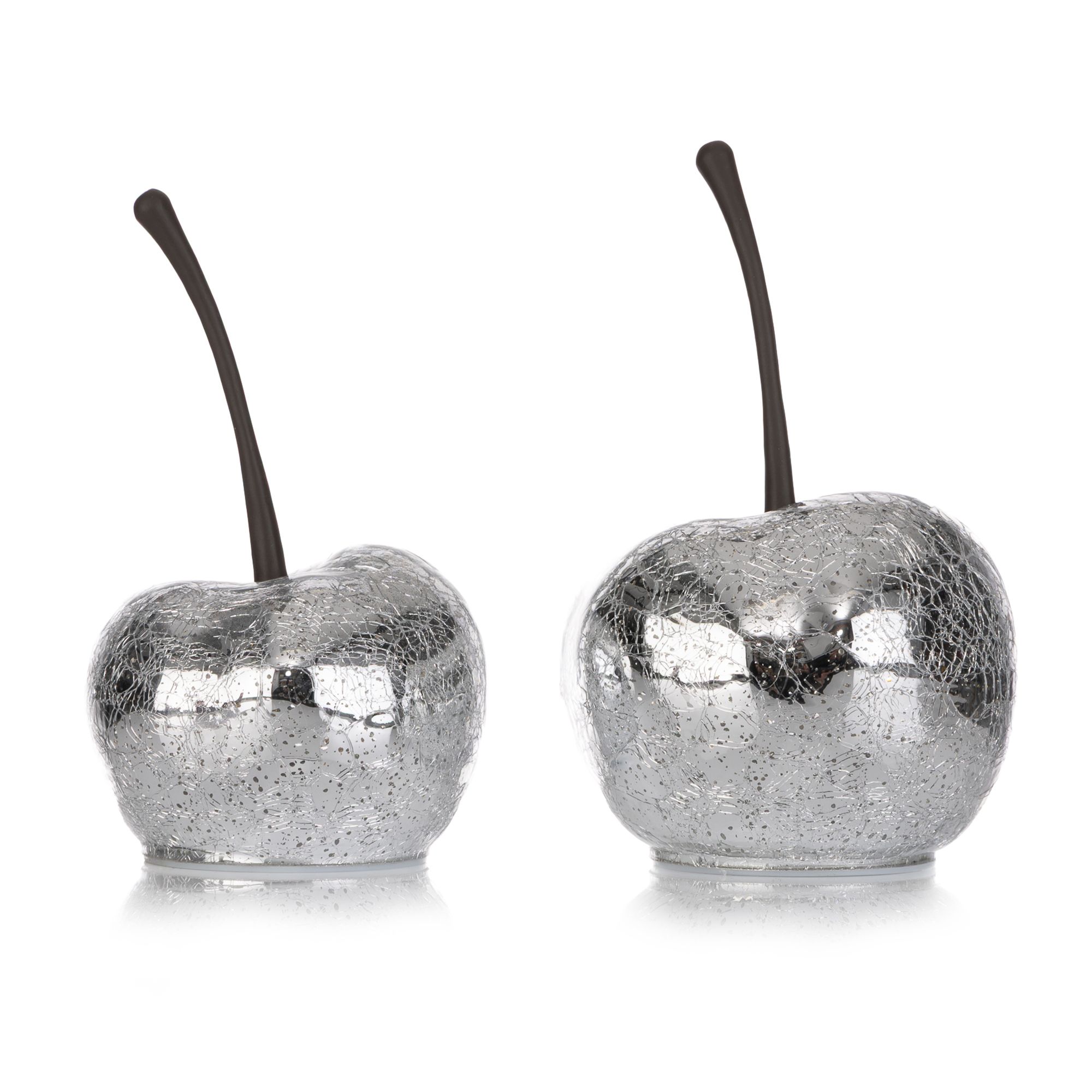 LUMIDA Casa 2 LED-Kirschen Craquelé-Glas 5h-Timerfunktion Höhe 19cm & 21cm