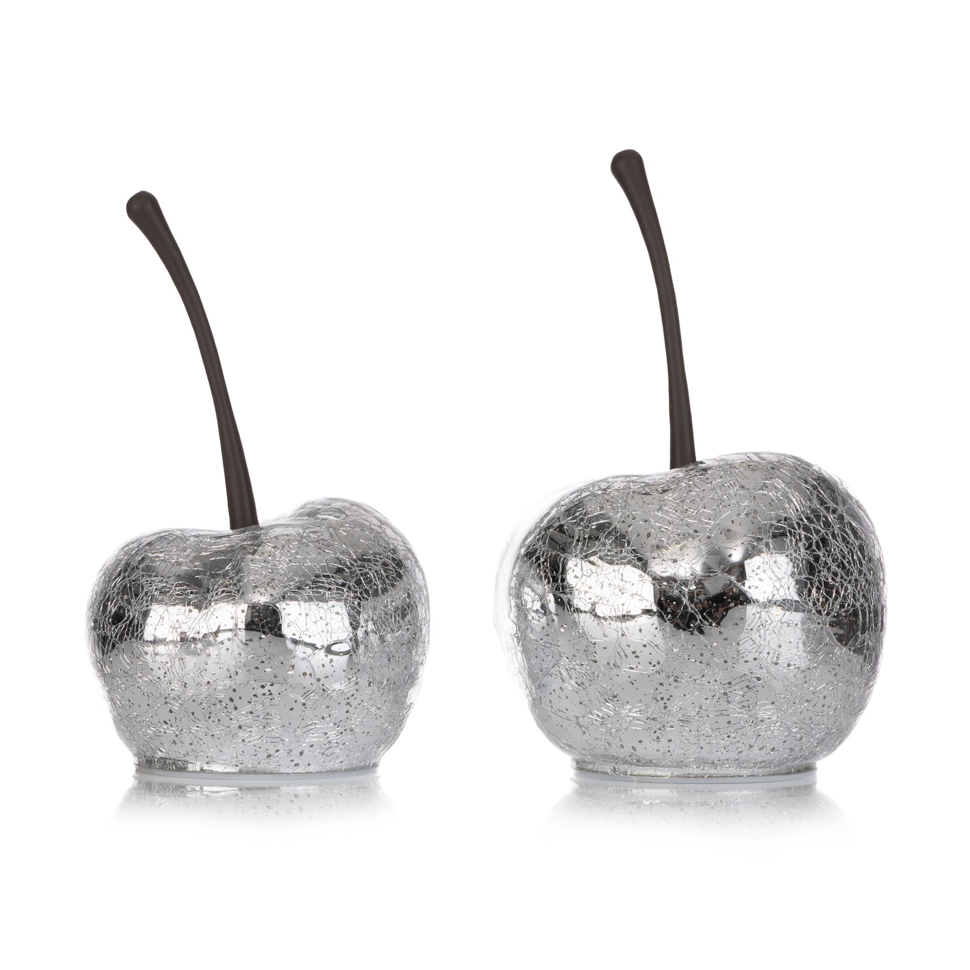 LUMIDA Casa 2 LED-Kirschen Craquelé-Glas 5h-Timerfunktion Höhe 19cm & 21cm