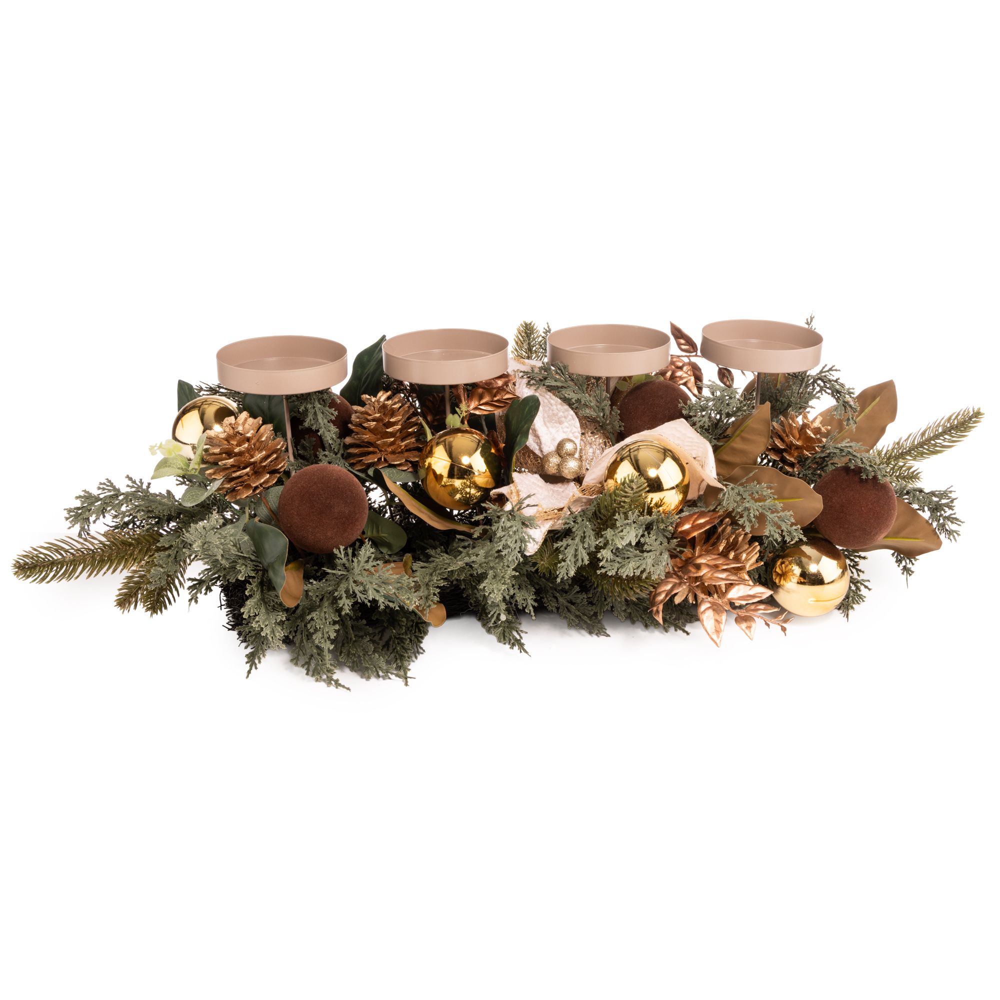 ABELLA Xmas Advents-Gesteck 4 abnehmbare Kerzenteller Breite 61cm