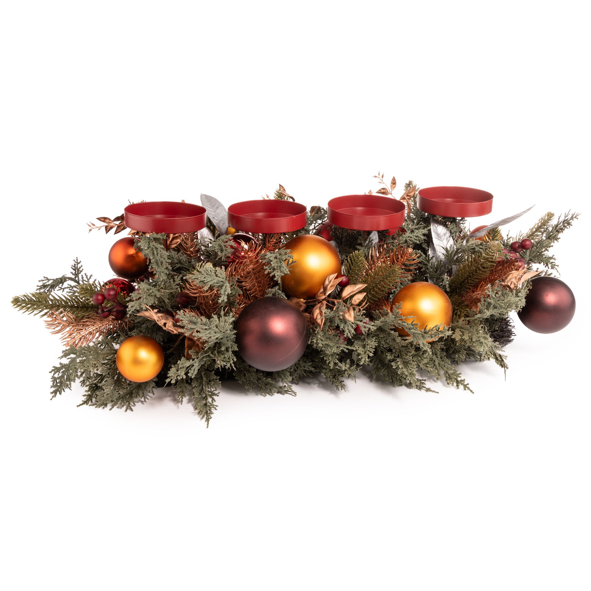 ABELLA Xmas Advents-Gesteck 4 abnehmbare Kerzenteller Breite 61cm