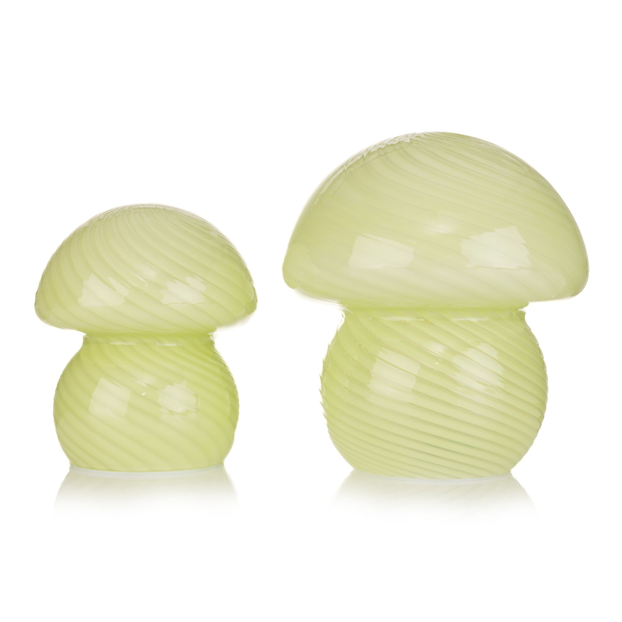 LUMIDA Casa Design-Pilzleuchten Lollipop-Muster hochwertiges Glas H. 12 & 16cm, 2tlg.