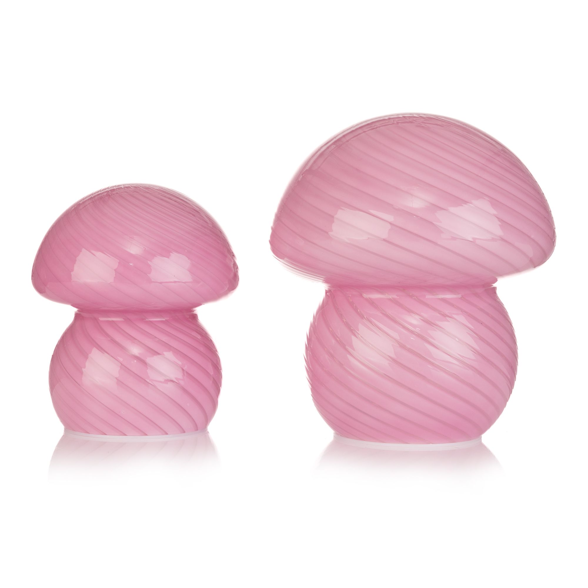 LUMIDA Casa Design-Pilzleuchten Lollipop-Muster hochwertiges Glas H. 12 & 16cm, 2tlg.