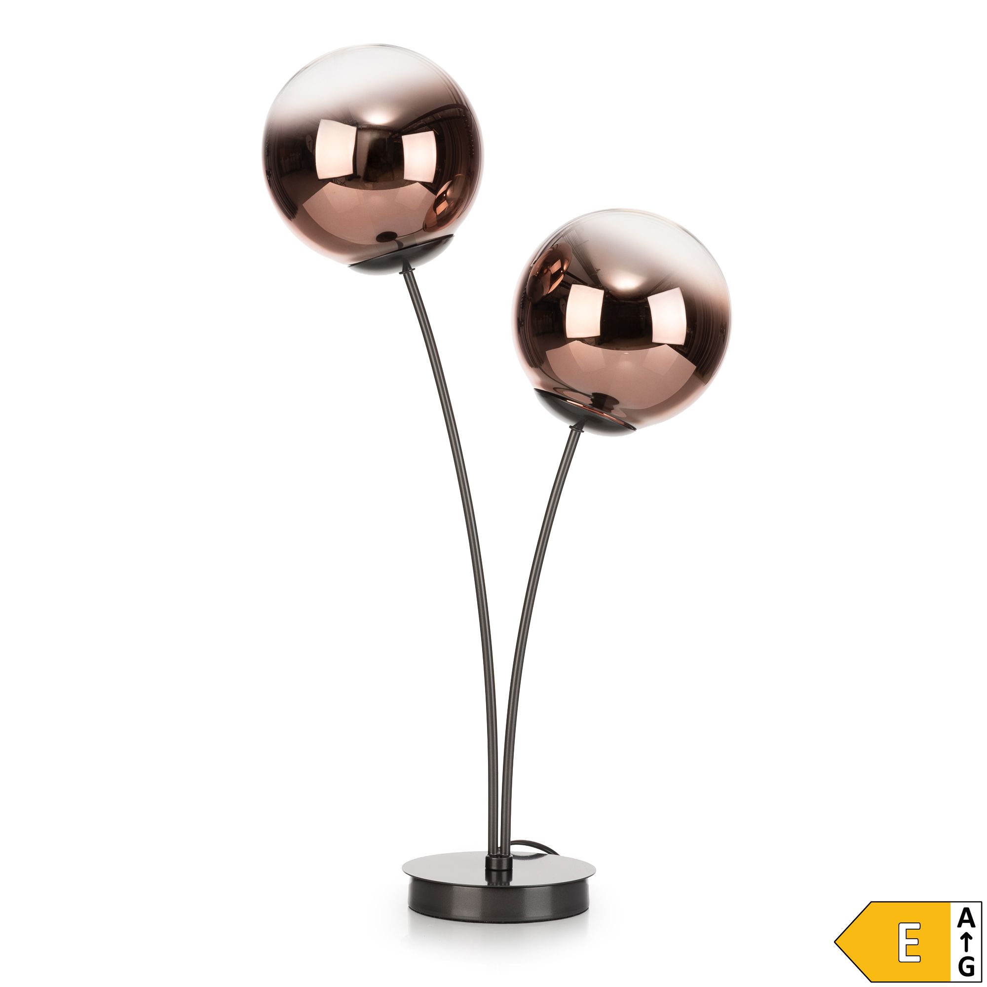 LUMIDA Looks LED-Tischleuchte 2 Glas-Lampenschirme Schnur-Schalter Höhe 60cm, Energieeffizienzklasse E