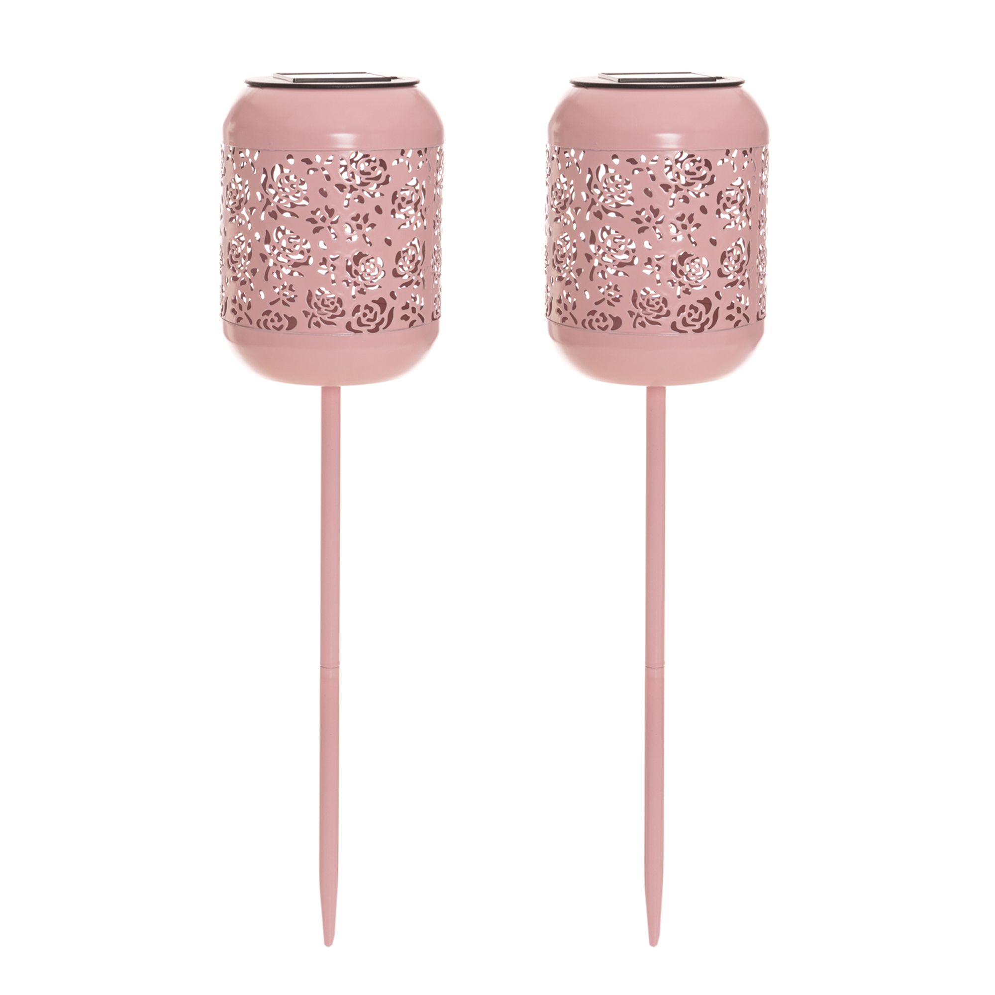 LUMIDA Garden 2 Solar-Gartenstecker Rosen Cut-Outs Metall lackiert Höhe 45cm, Ø 11cm