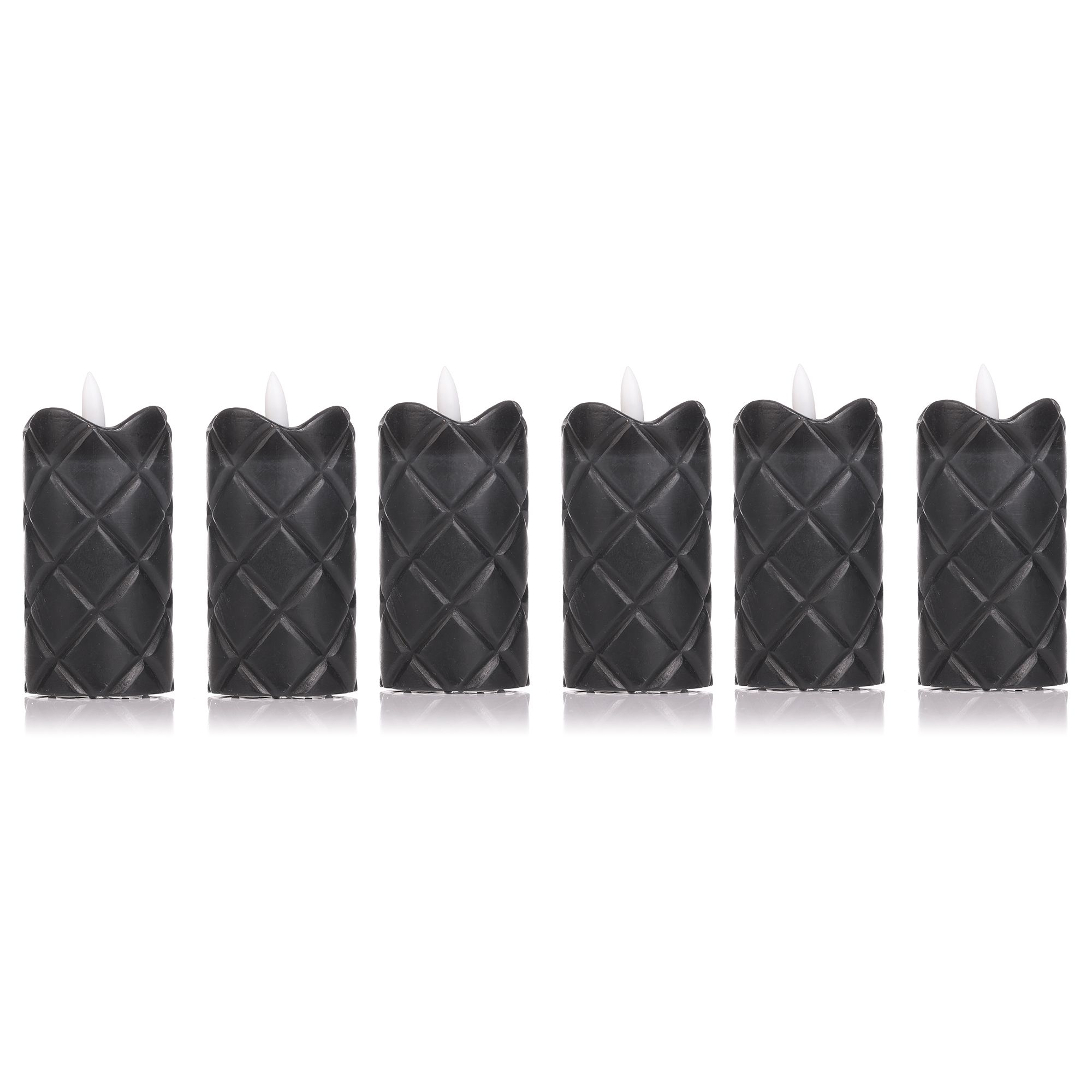 ELAMBIA 6 LED-Votivkerzen Rauten-Design Flamme Luma Höhe 10cm, Ø 5cm