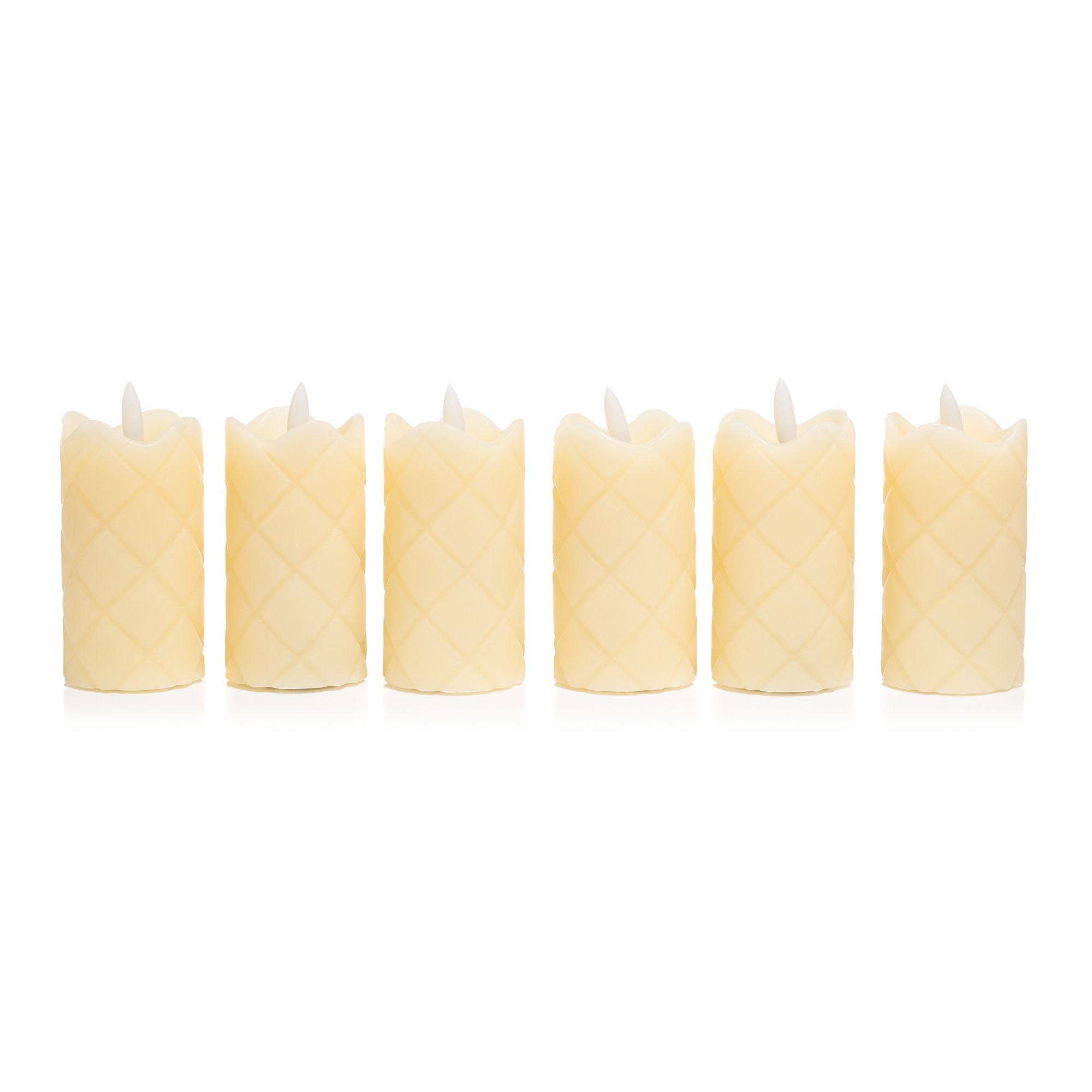 ELAMBIA 6 LED-Votivkerzen Rauten-Design Flamme Luma Höhe 10cm, Ø 5cm