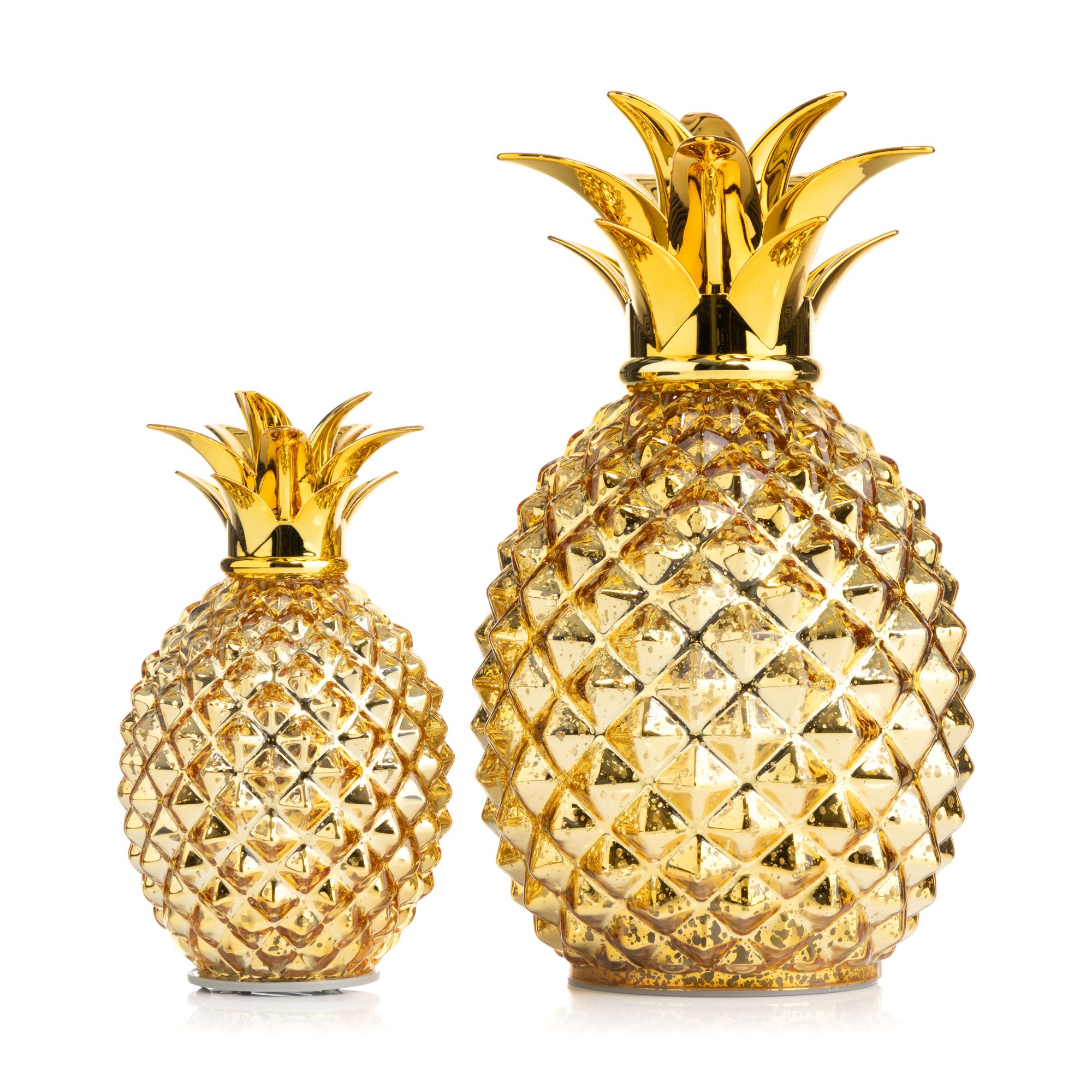  LUMIDA Casa 2 Glas-Ananas LED-Beleuchtung 5h-Timerfunktion Höhe 15cm & 23,5cm