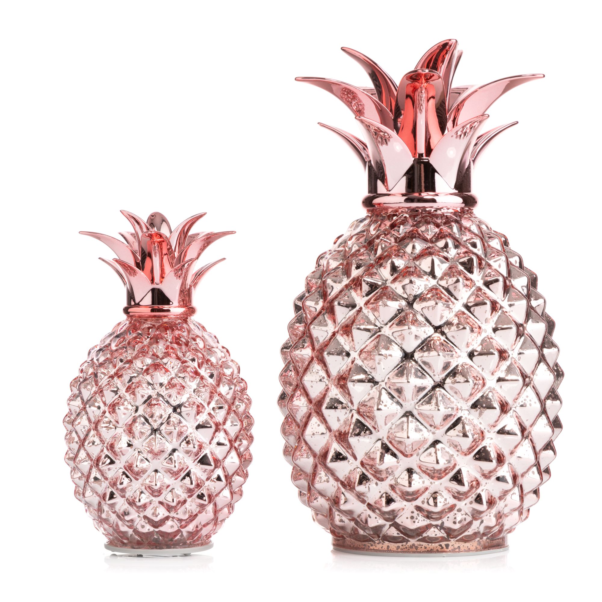 LUMIDA Casa 2 Glas-Ananas LED-Beleuchtung 5h-Timerfunktion Höhe 15cm & 23,5cm