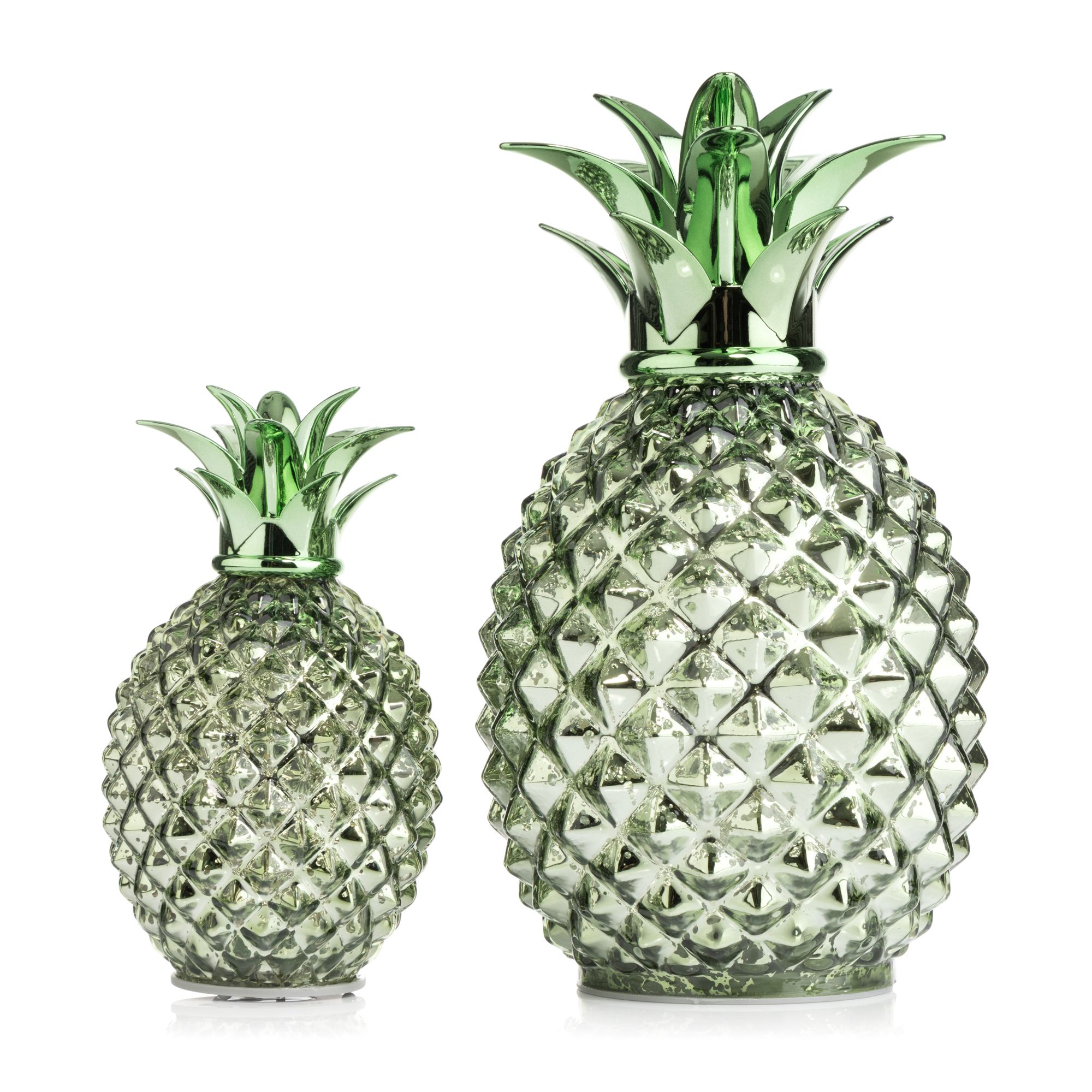 LUMIDA Casa 2 Glas-Ananas LED-Beleuchtung 5h-Timerfunktion Höhe 15cm & 23,5cm