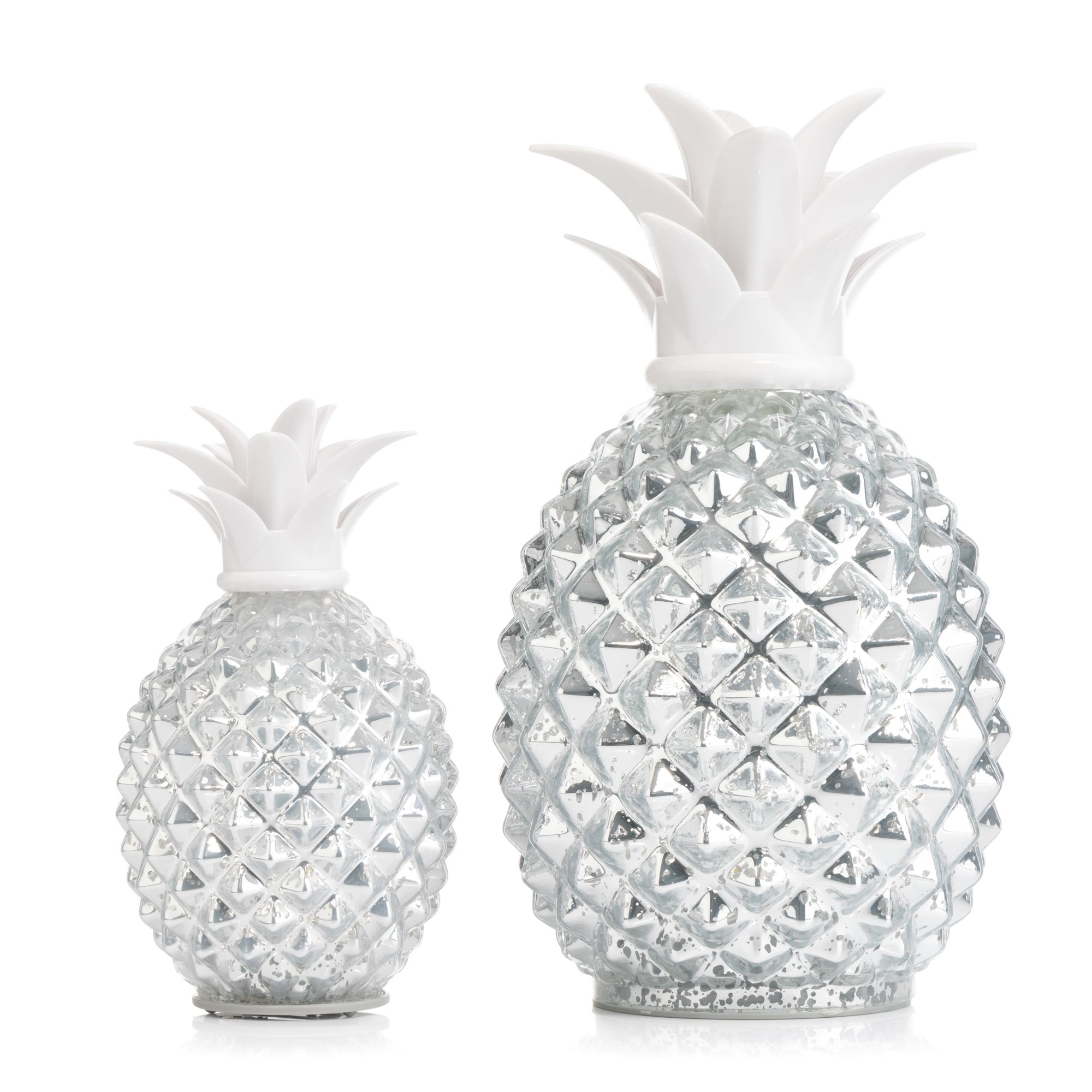 LUMIDA Casa 2 Glas-Ananas LED-Beleuchtung 5h-Timerfunktion Höhe 15cm & 23,5cm