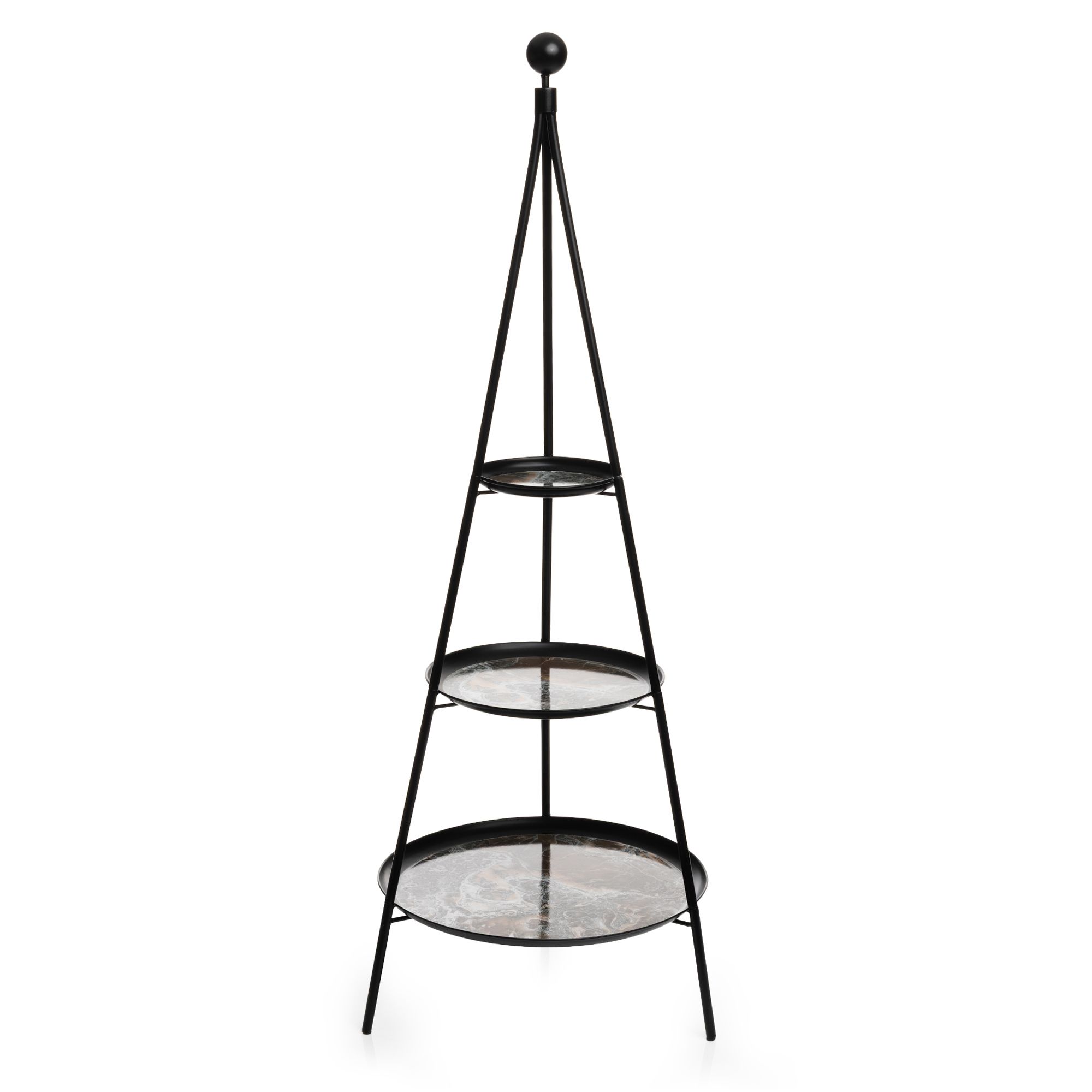 ABELLA Casa Design-Etagere Marmor-Optik Pyramide, 3 Etagen Höhe 100cm, Ø 39,5cm