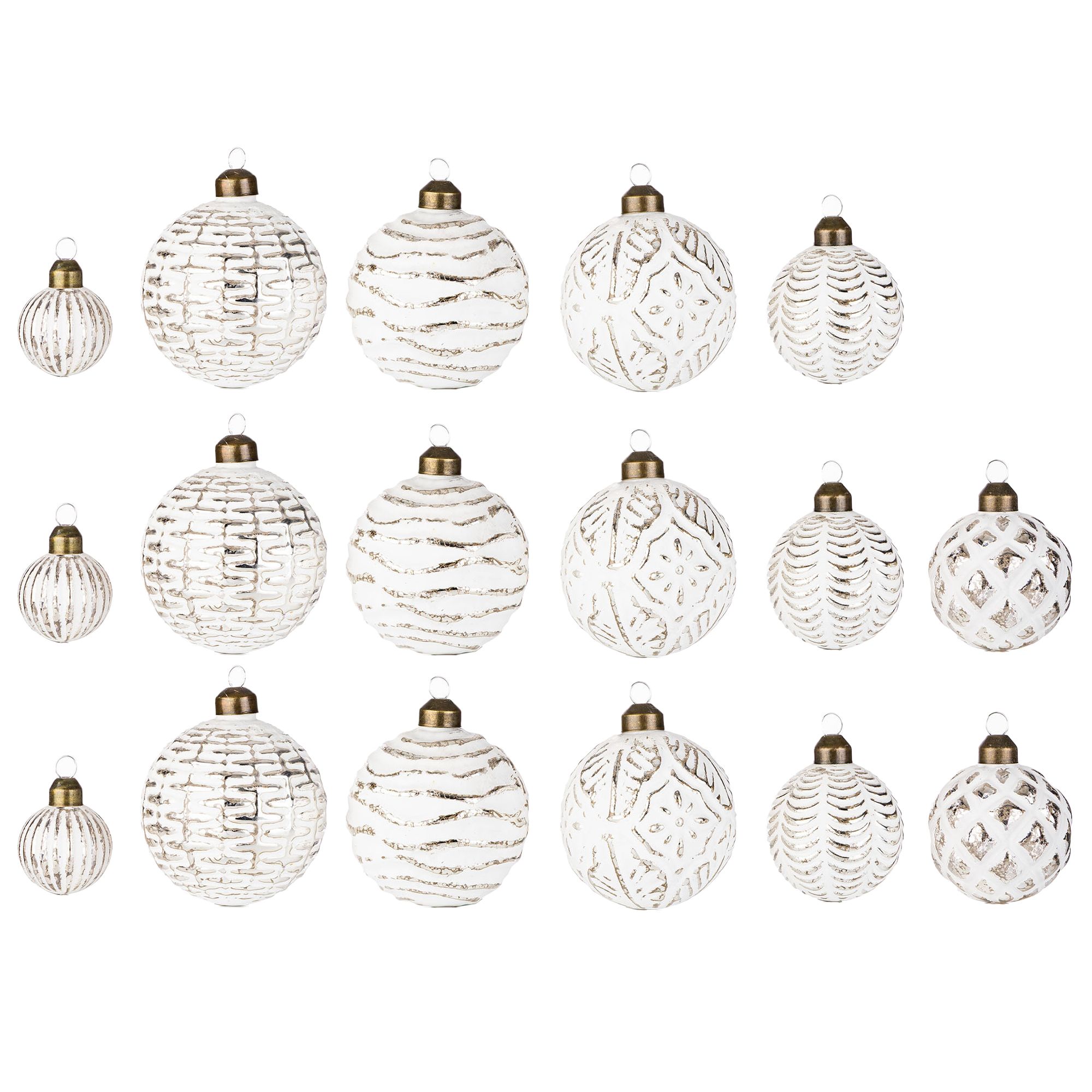 ABELLA Xmas Weihnachtskugeln Antik-Optik Sortiment, Glas 17 Stück