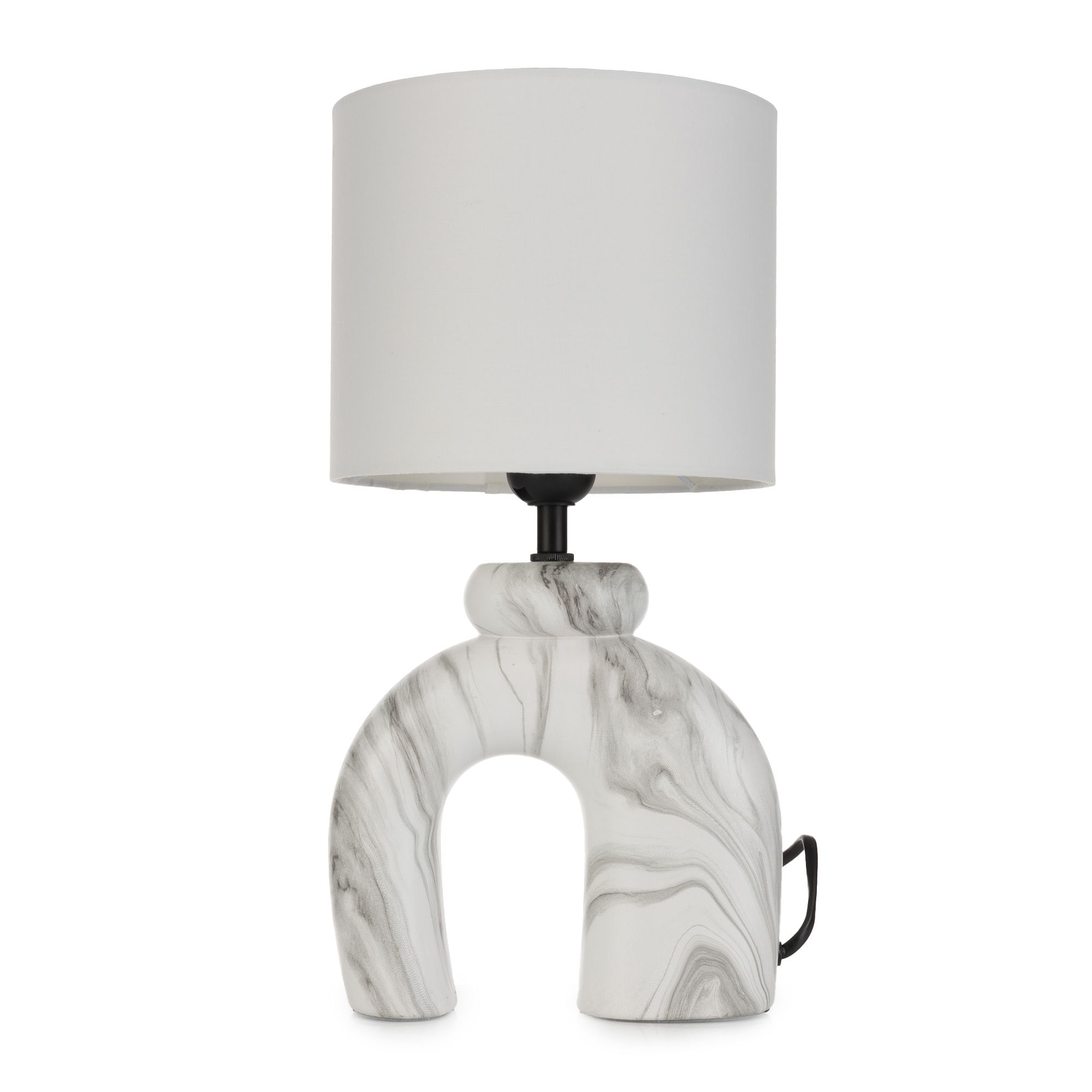 LUMIDA Looks LED-Tischleuchte Designfuß Keramik Lampenschirm Stoff Höhe 30cm, Energieeffizienzklasse E