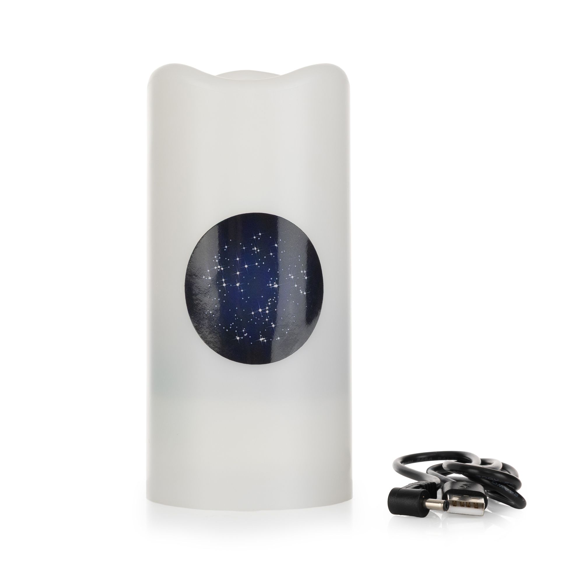 ELAMBIA LED-Kerze Sternen-Projektion inkl. USB-Adapter Ø 7cm, Höhe 15cm