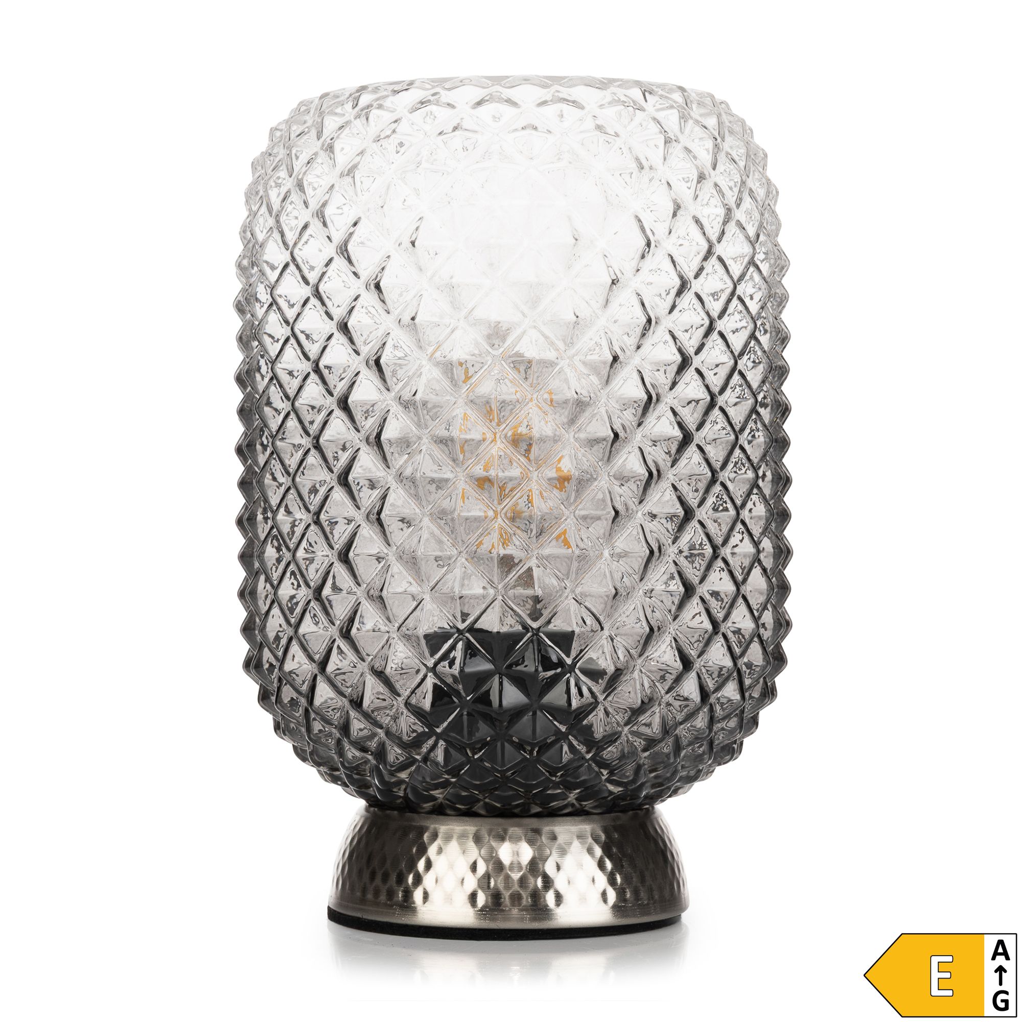 LUMIDA Looks LED-Tischleuchte Strukturglas-Schirm Schnur-Schalter Höhe 22,5cm, Ø 15cm, Energieeffizienzklasse E