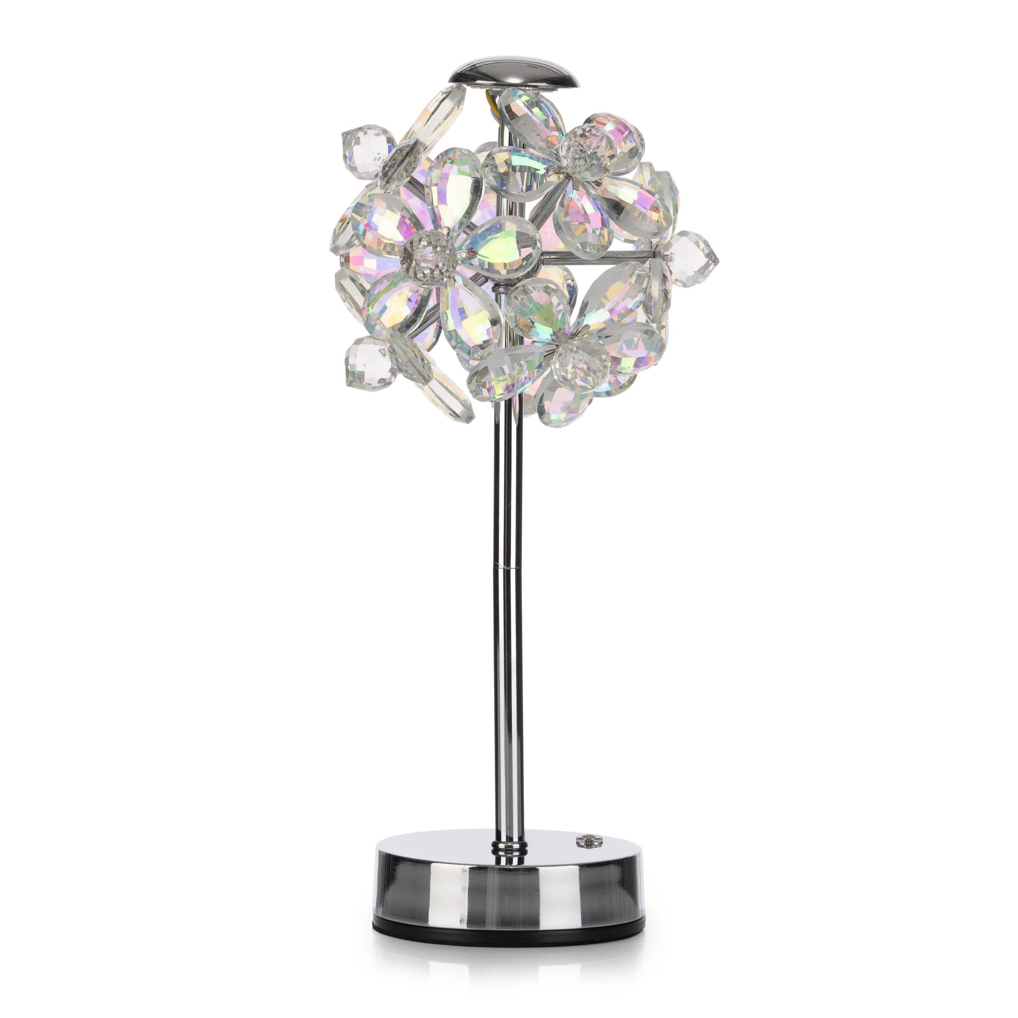 LUMIDA Casa LED-Tischleuchte Kristalloptik-Blüten Touch-Dimmer, Akku Höhe 30cm, Ø 12,5cm