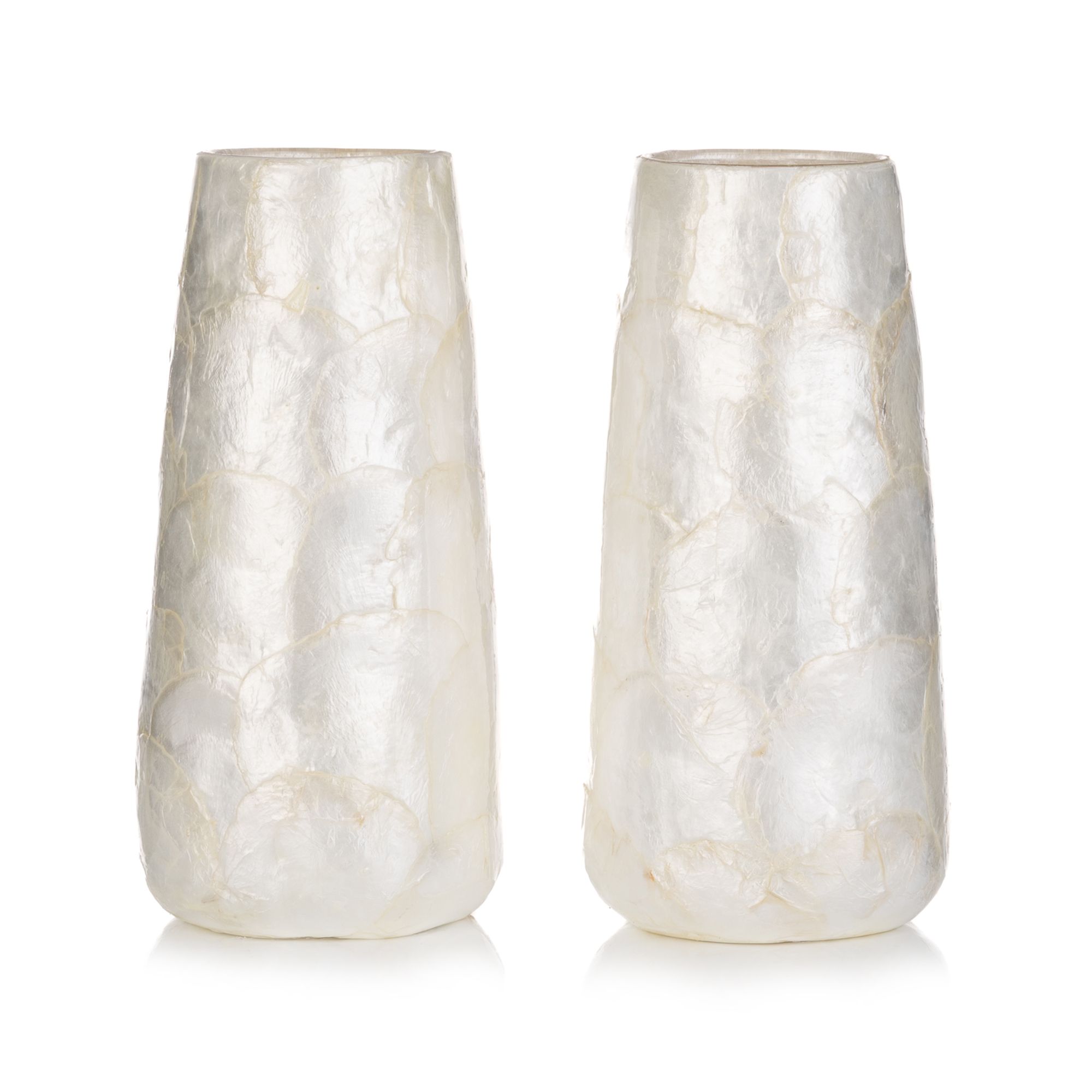 LUMIDA Casa 2 Deko-Vasen Muschel-Applikation inkl. LED-Beleuchtung Höhe 22cm, Ø 10cm