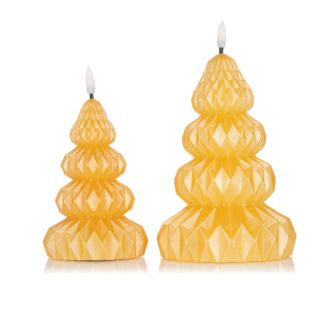 ELAMBIA 2 LED-Kerzen Tannenbaum Faltoptik, Timer Höhe 17 & 22cm