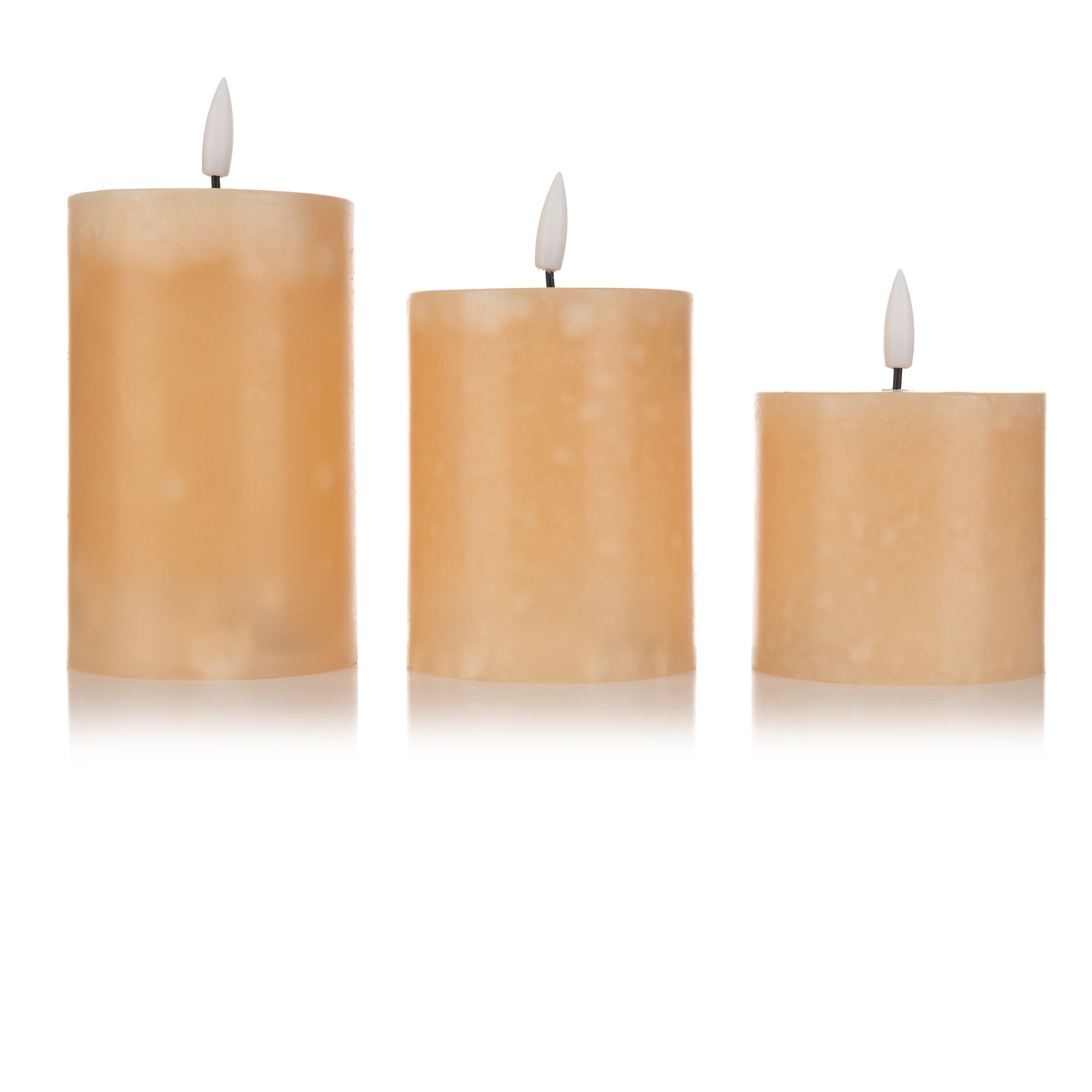 ELAMBIA 3 LED-Kerzen Frosted-Optik Flamme Luma, Timer Höhe 10, 12,5 & 15cm