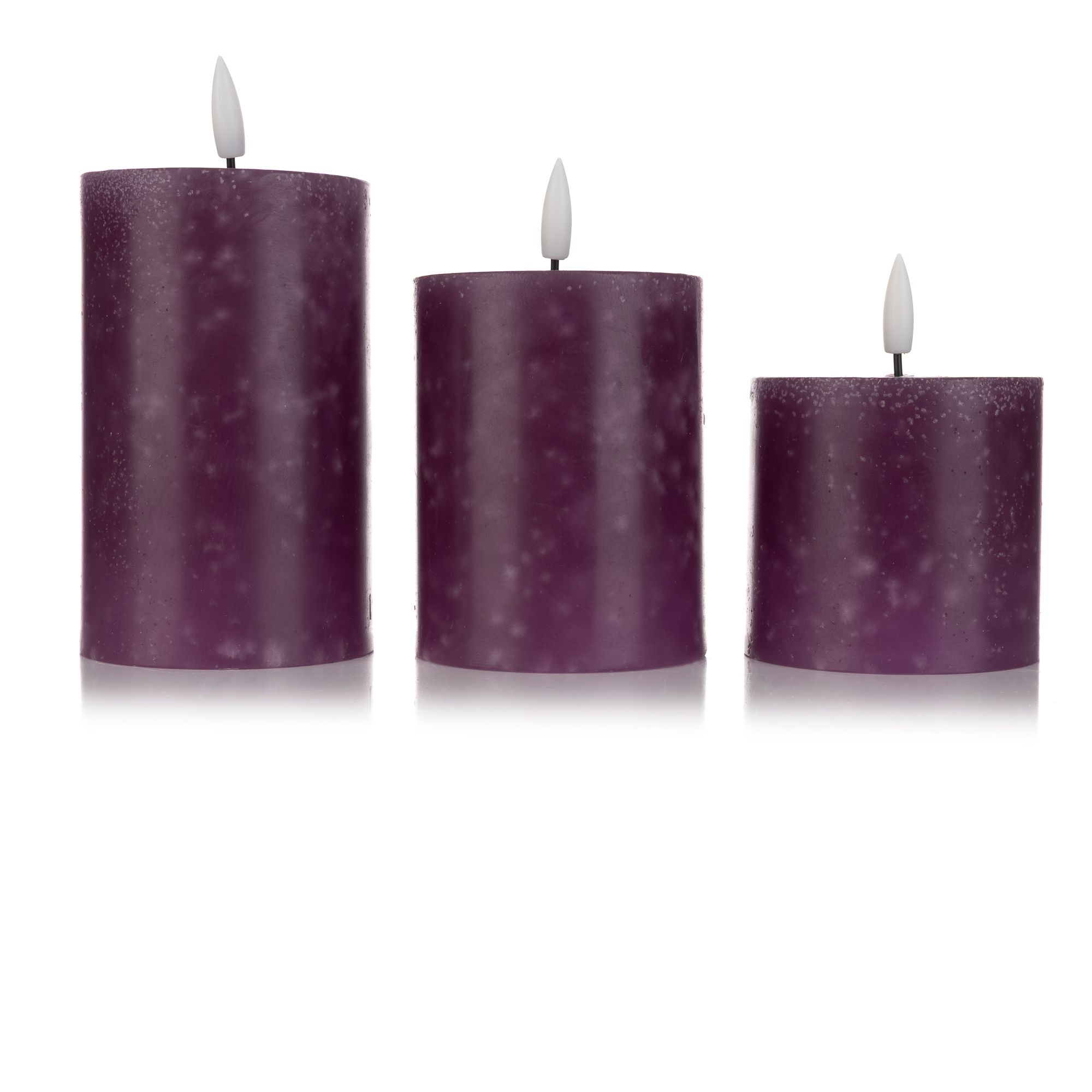 ELAMBIA 3 LED-Kerzen Frosted-Optik Flamme Luma, Timer Höhe 10, 12,5 & 15cm