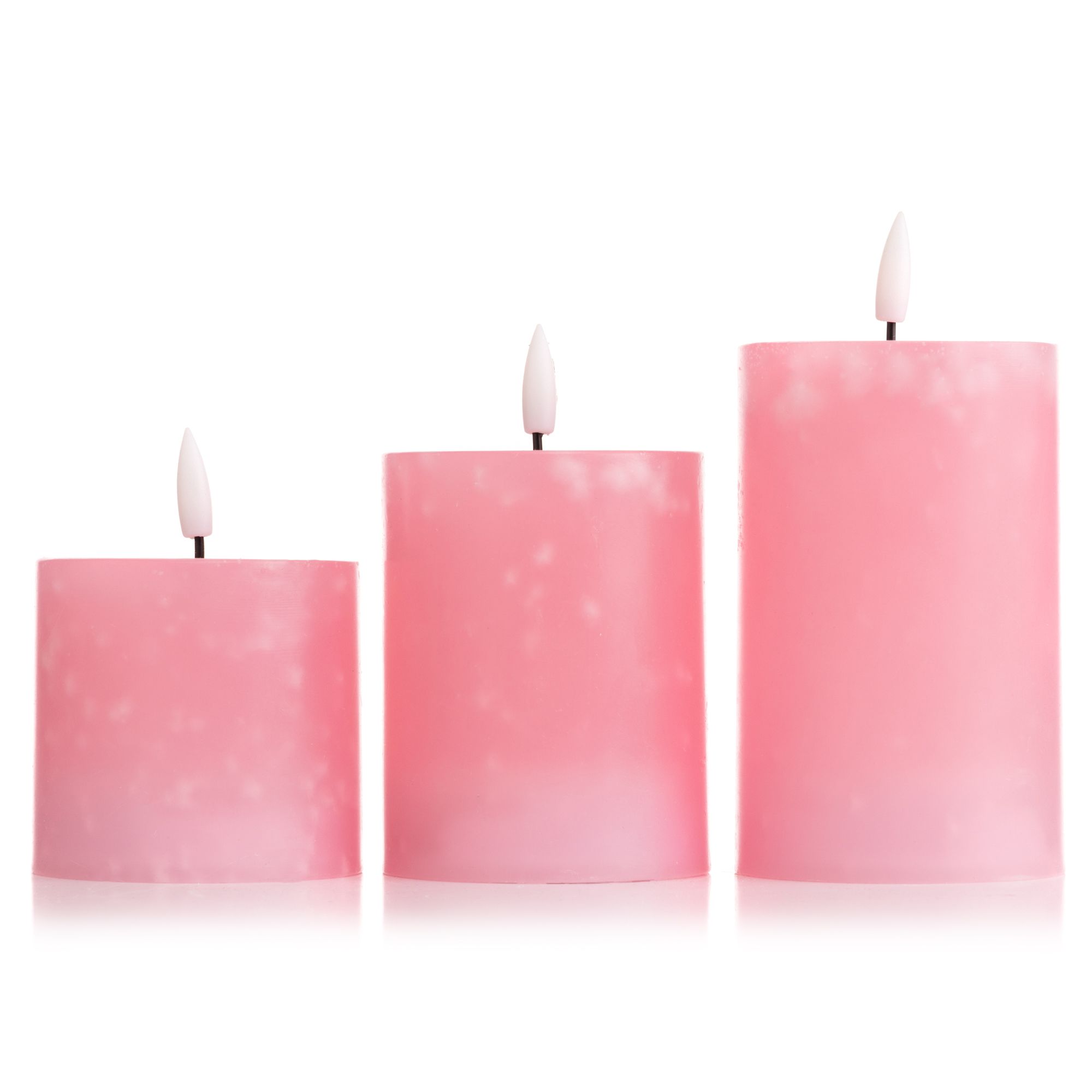 ELAMBIA 3 LED-Kerzen Frosted-Optik Flamme Luma, Timer Höhe 10, 12,5 & 15cm