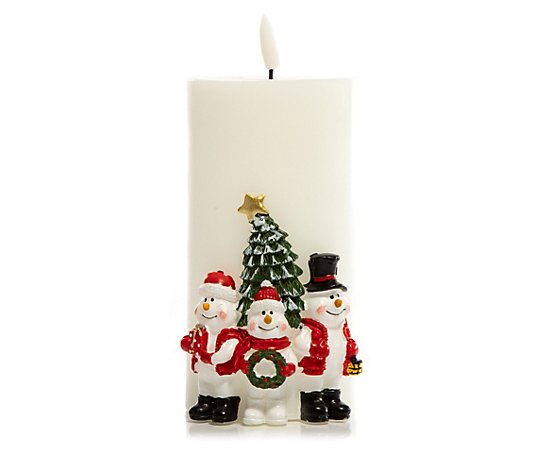 ELAMBIA LED-Kerze Weihnachtsfiguren Flamme Luma, Timer Höhe 15cm, Ø 9cm