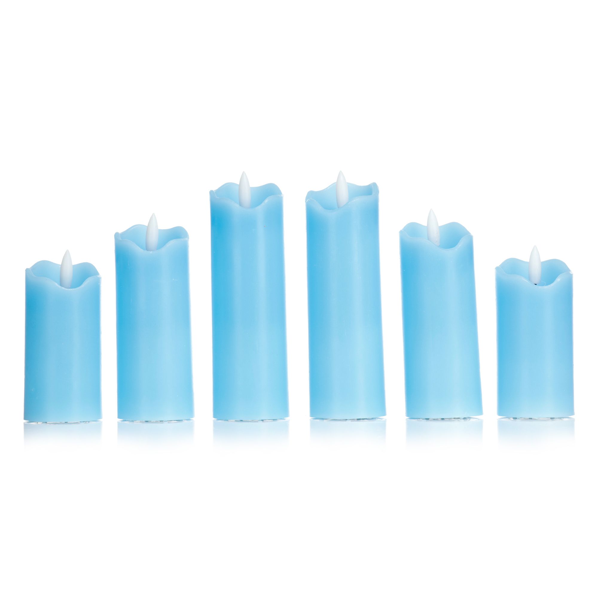 ELAMBIA Longlife 6 LED-Kerzen Slim Line Flamme Luma Brenndauer 1.000h Höhe 10, 12,5 & 15cm