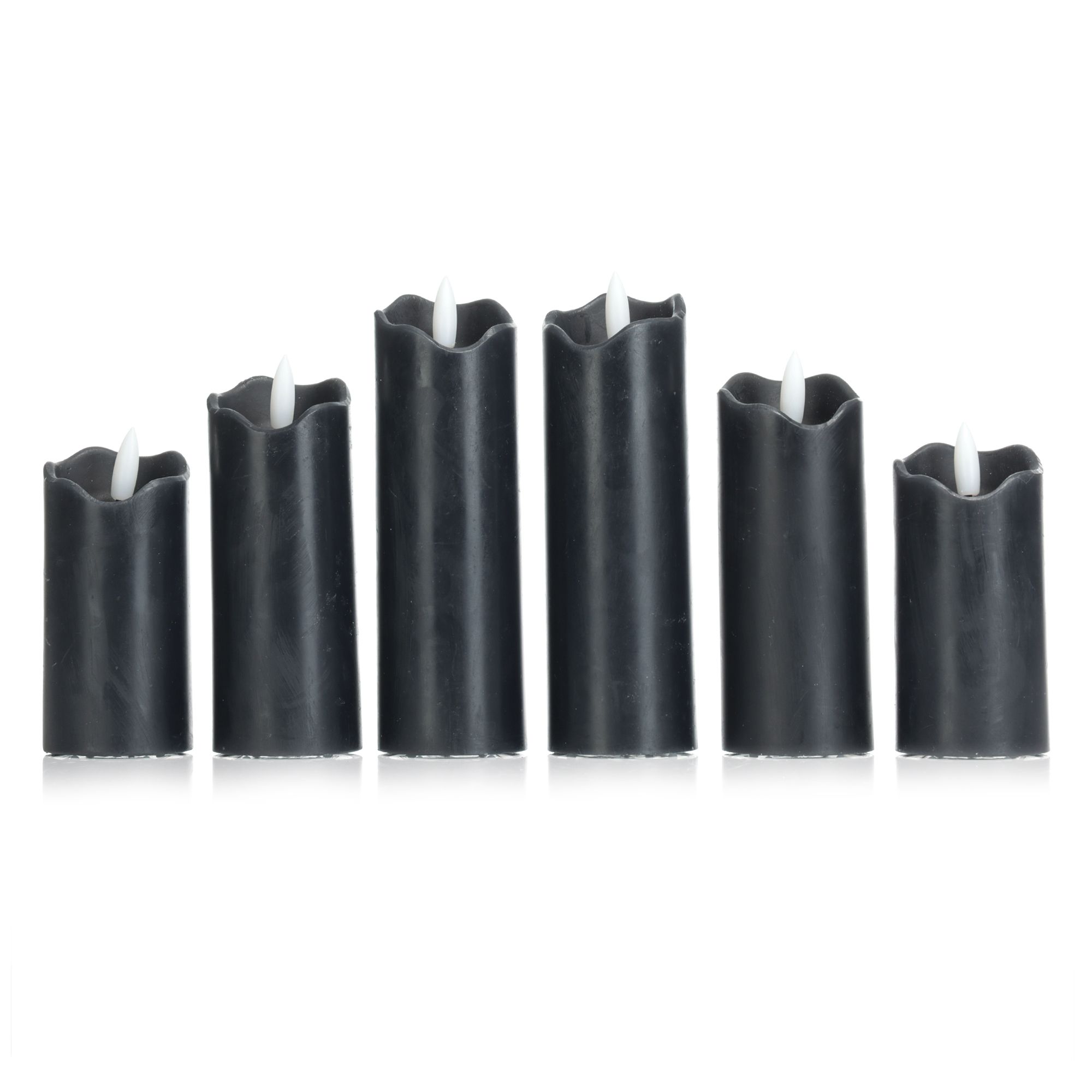 ELAMBIA Longlife 6 LED-Kerzen Slim Line Flamme Luma Brenndauer 1.000h Höhe 10, 12,5 & 15cm