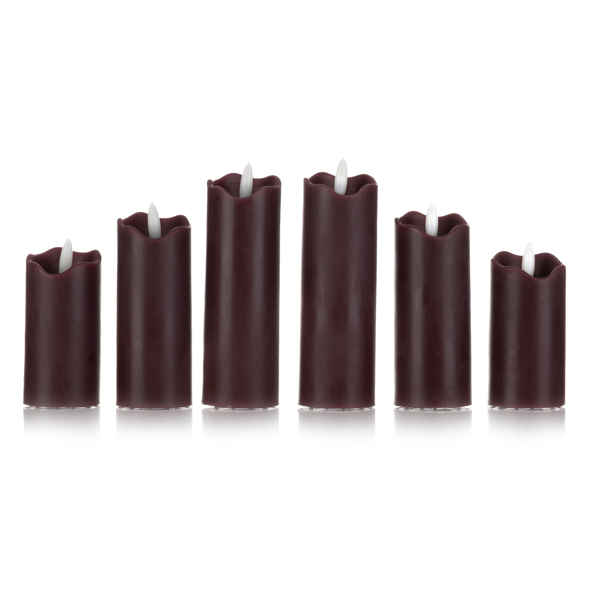 ELAMBIA Longlife 6 LED-Kerzen Slim Line Flamme Luma Brenndauer 1.000h Höhe 10, 12,5 & 15cm