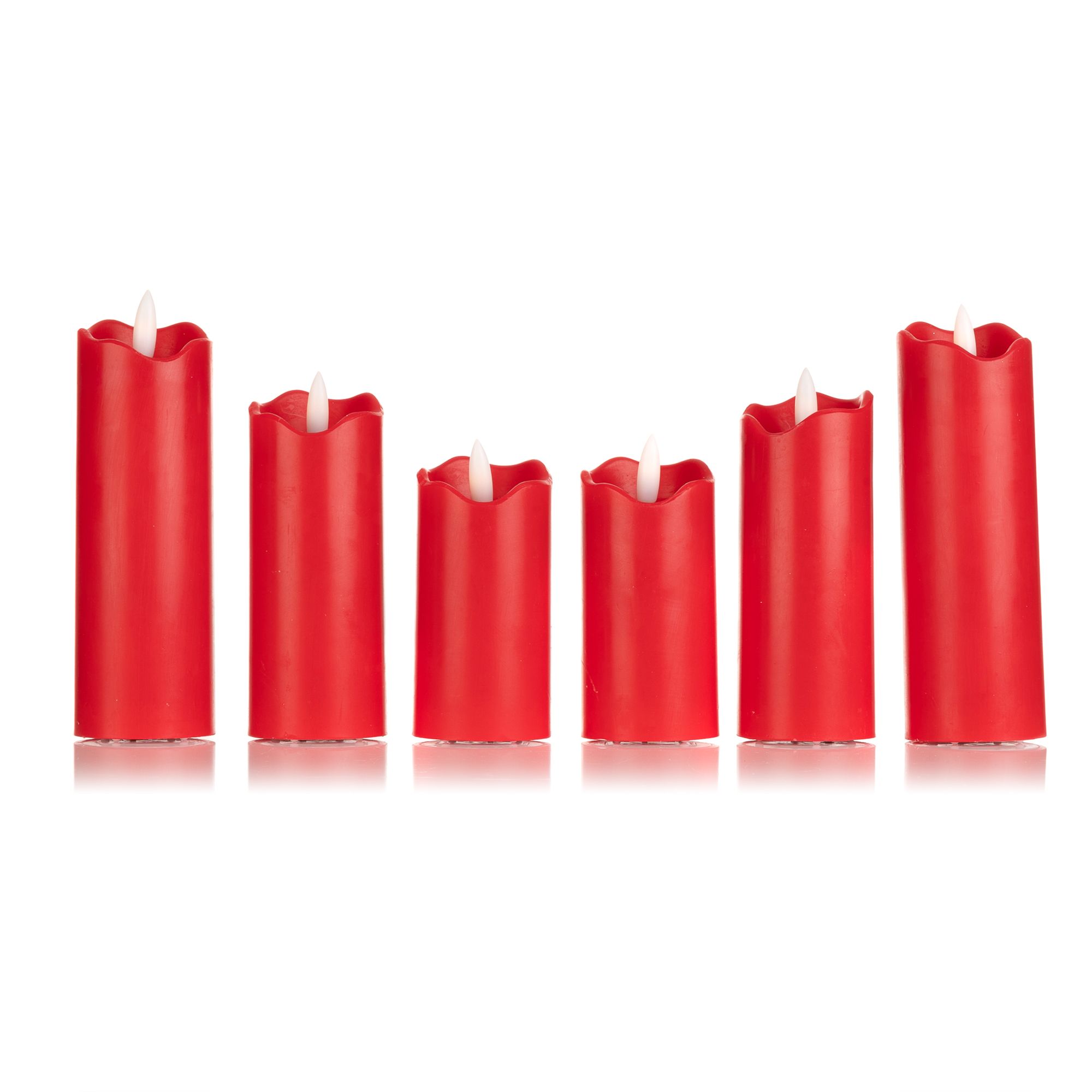 ELAMBIA Longlife 6 LED-Kerzen Slim Line Flamme Luma Brenndauer 1.000h Höhe 10, 12,5 & 15cm