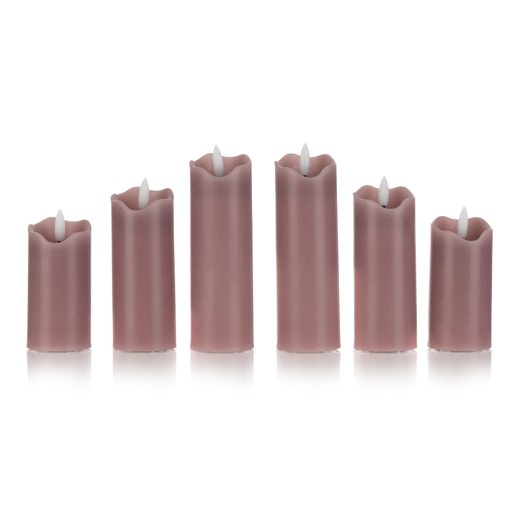 ELAMBIA Longlife 6 LED-Kerzen Slim Line Flamme Luma Brenndauer 1.000h Höhe 10, 12,5 & 15cm