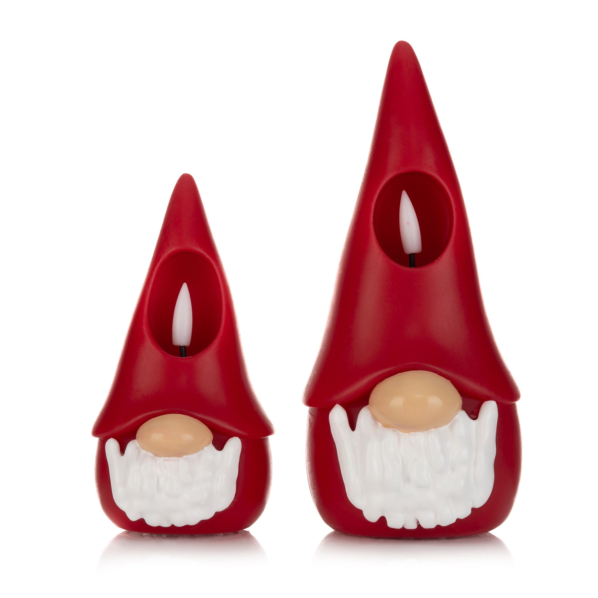 ELAMBIA 2 LED-Figurenkerzen Weihnachtswichtel Flamme Luma, Timer Höhe 15cm & 20,5cm