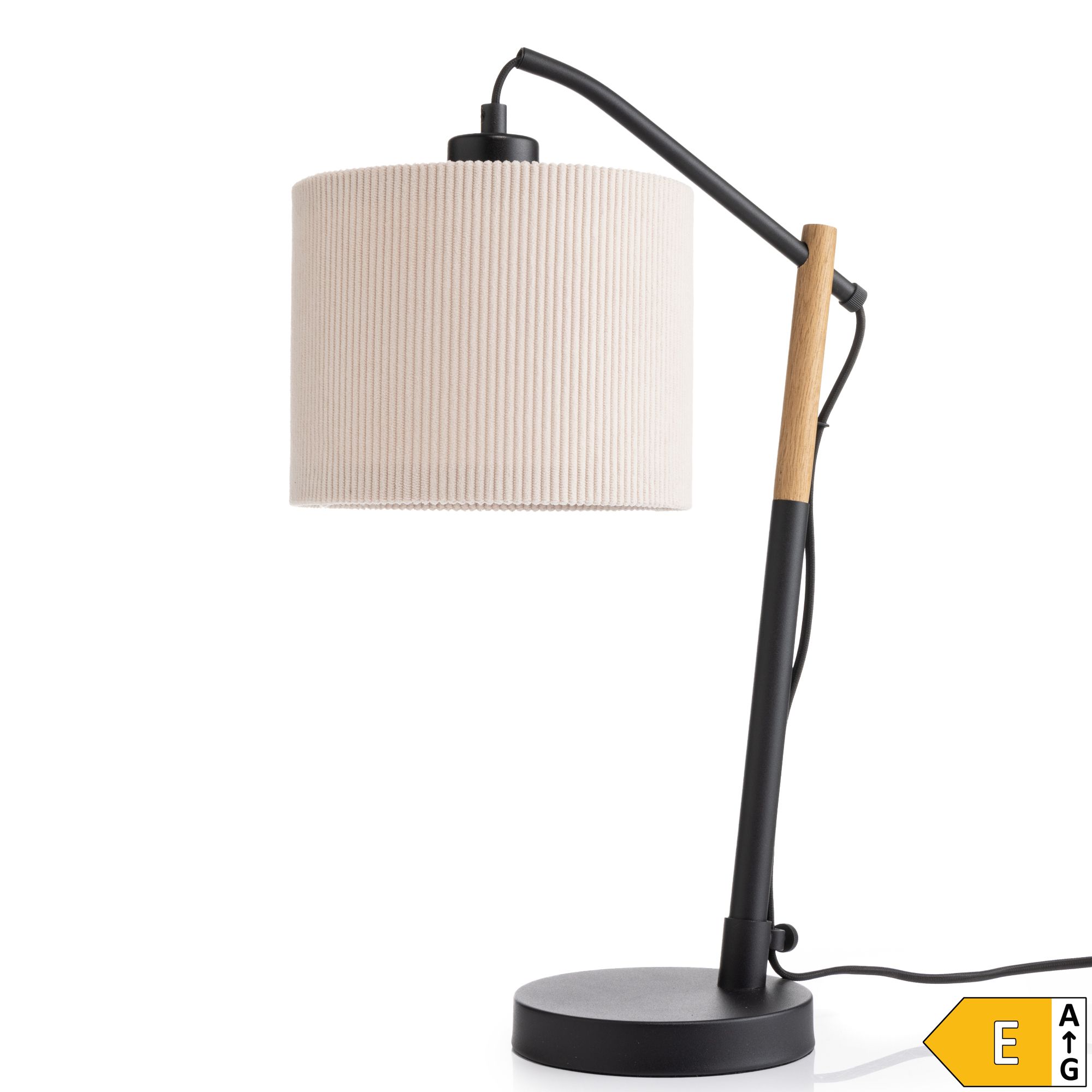 LUMIDA Looks LED-Tischleuchte Cord-Lampenschirm Schnur-Schalter Höhe 48cm, Energieeffizienzklasse E
