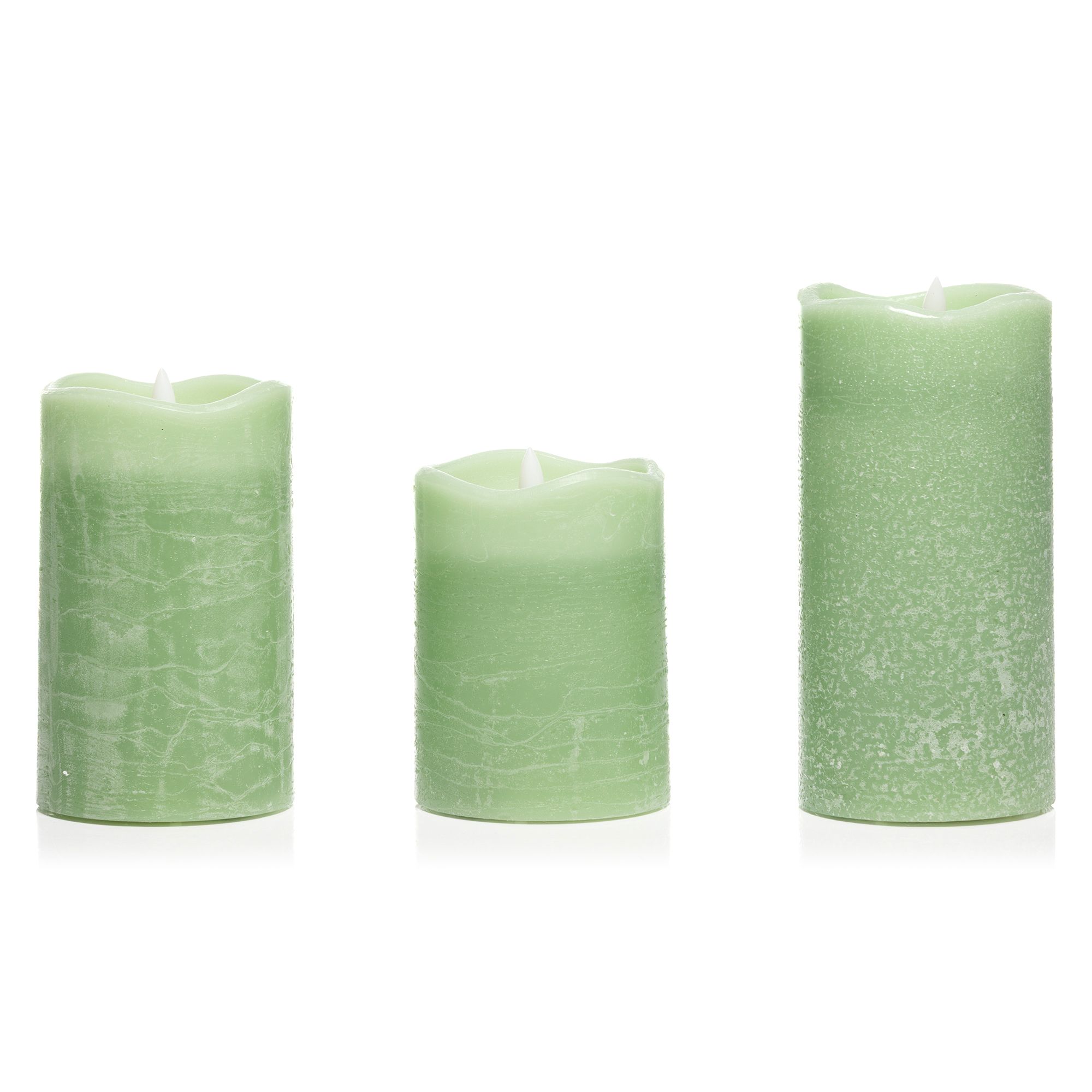 ELAMBIA 3 LED-Kerzen uni, Flamme Luma 5h-Timerfunktion Höhe 10, 12,5 & 15cm