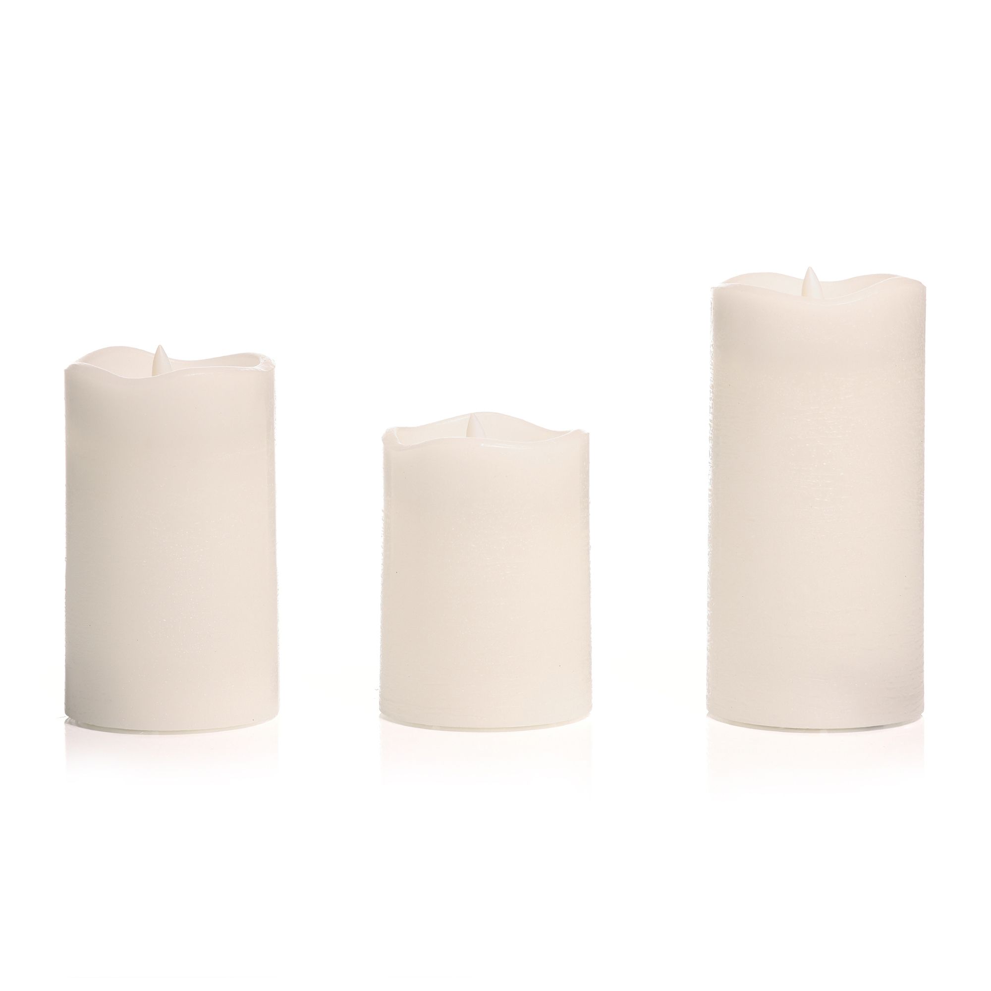 ELAMBIA 3 LED-Kerzen uni, Flamme Luma 5h-Timerfunktion Höhe 10, 12,5 & 15cm
