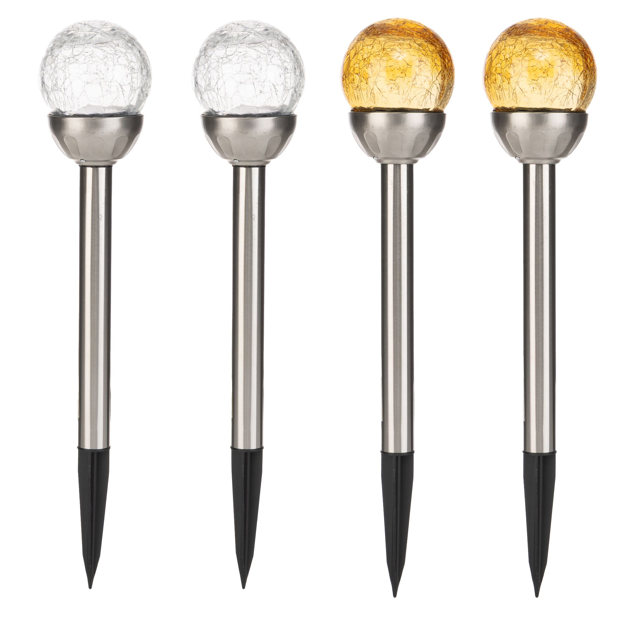 LUMIDA Garden 4 Solar-Gartenstecker Glaskugel-Farbmix Höhe 40cm, Ø 8cm