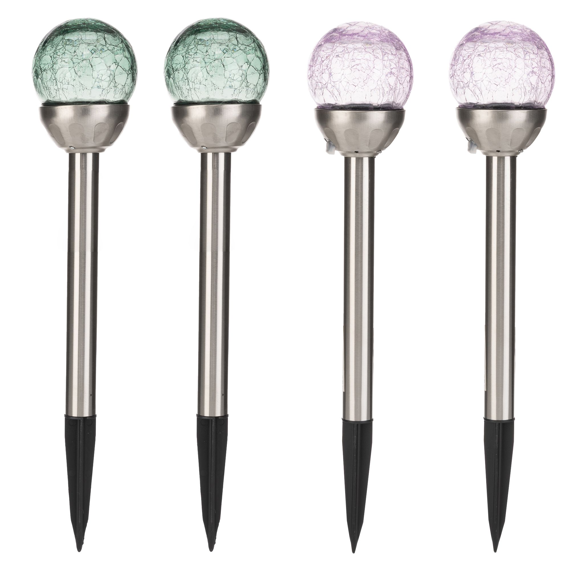 LUMIDA Garden 4 Solar-Gartenstecker Glaskugel-Farbmix Höhe 40cm, Ø 8cm