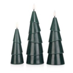 ELAMBIA 3 LED-Kerzen Tannenbaum modern Flamme Luma, Timer Höhe 16, 20 & 22,5cm