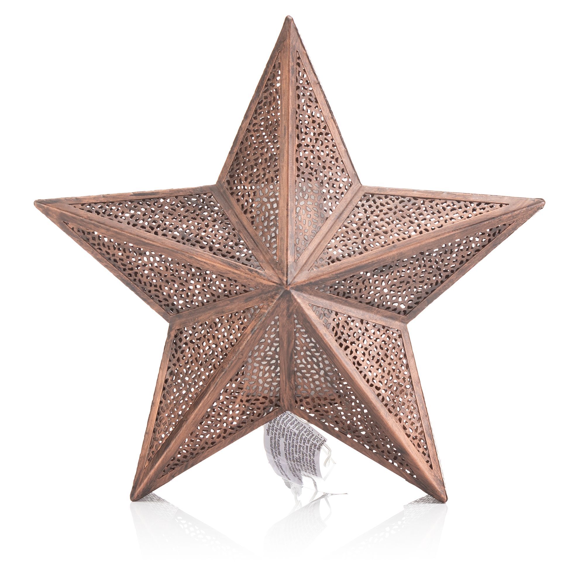 LUMIDA Xmas LED-Metallstern Echtflammen-Effekt outdoorgeeignet Timer, Höhe 38cm