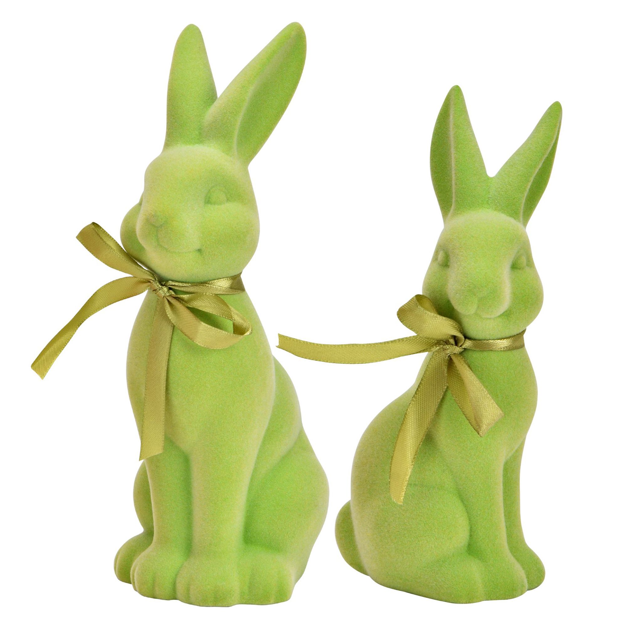 WURM 2 Dekofiguren Hase mit Schleife aus Keramik