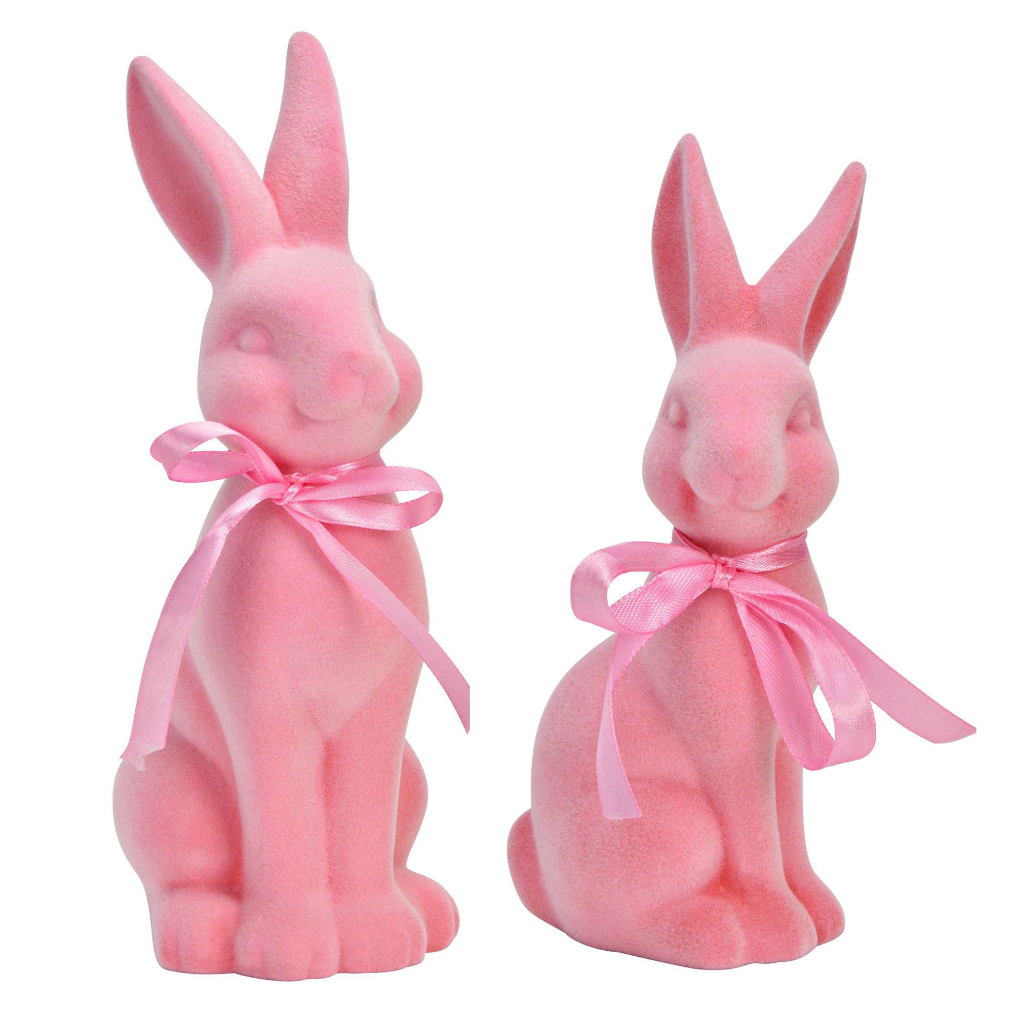 WURM 2 Dekofiguren Hase mit Schleife aus Keramik