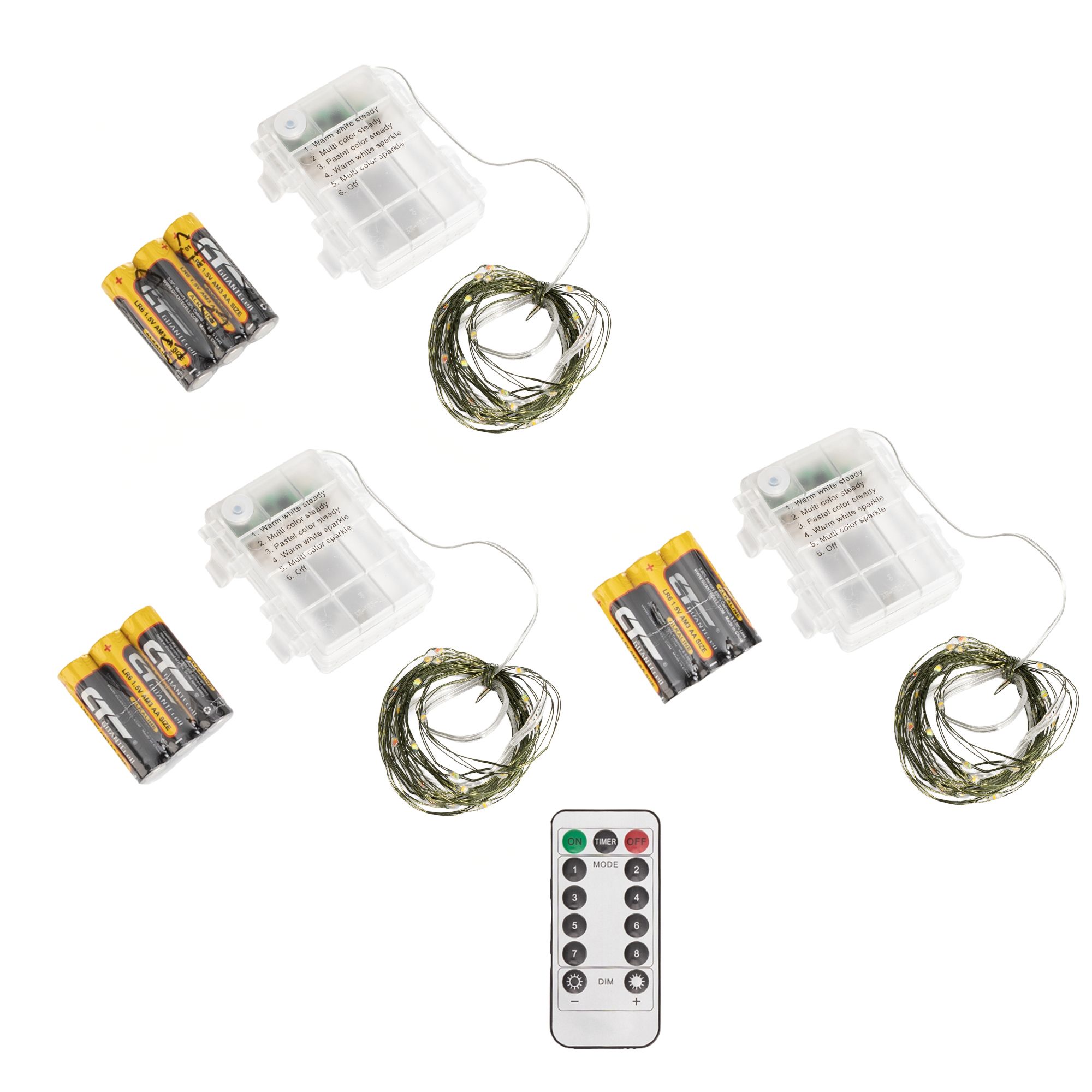 LUMIDA Xmas 3 LED-Lichterketten Draht mit je 40 LEDs outdoorgeeignet Timer, Länge 4,4m