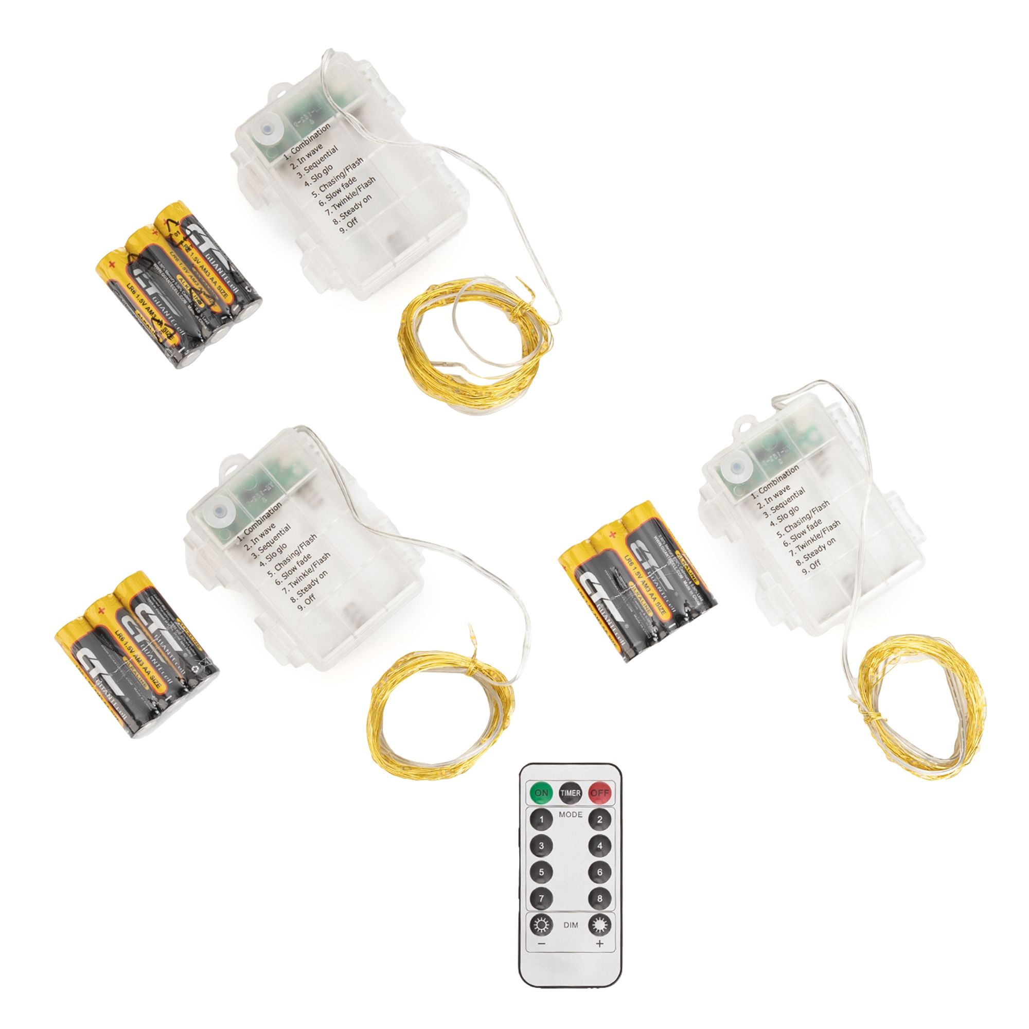 LUMIDA Xmas 3 LED-Lichterketten Draht mit je 40 LEDs outdoorgeeignet Timer, Länge 4,4m