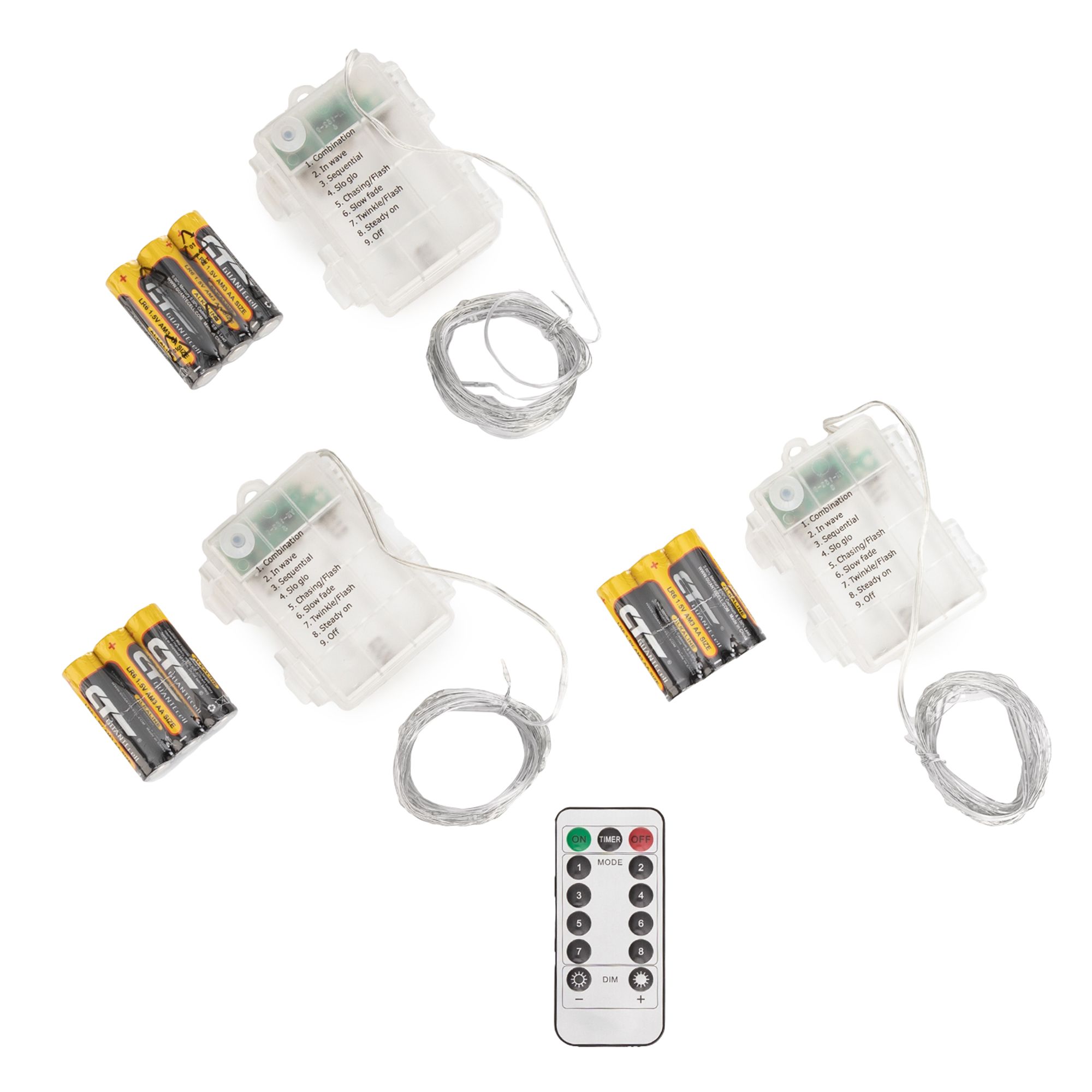 LUMIDA Xmas 3 LED-Lichterketten Draht mit je 40 LEDs outdoorgeeignet Timer, Länge 4,4m