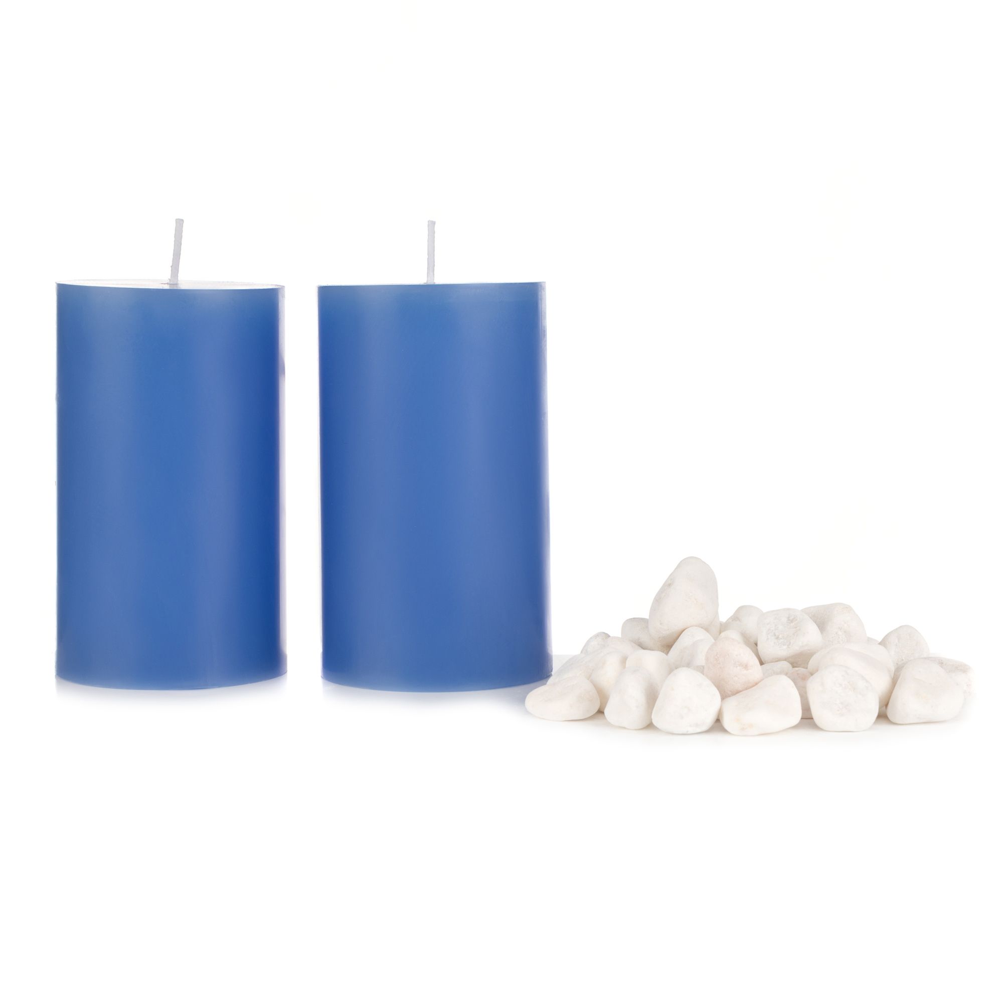 2 Stumpenkerzen Farbauswahl inkl. Dekosteine Höhe 12,5cm, Ø 7,5cm